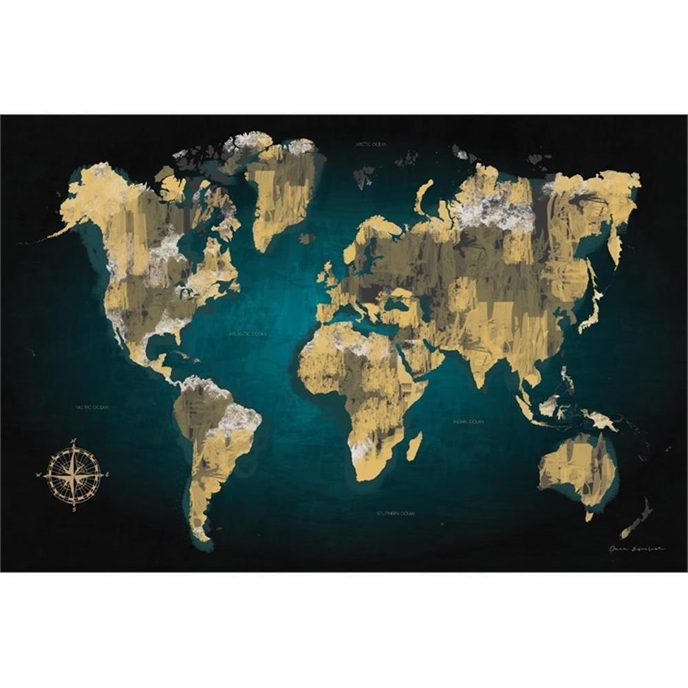 Giant Art 72x48 Sketched World Map Fine Art Giant Canvas Print in Multi-Color
