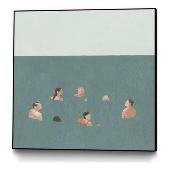Giant Art Canvas  20x20 The Swimmers I Framed in Green