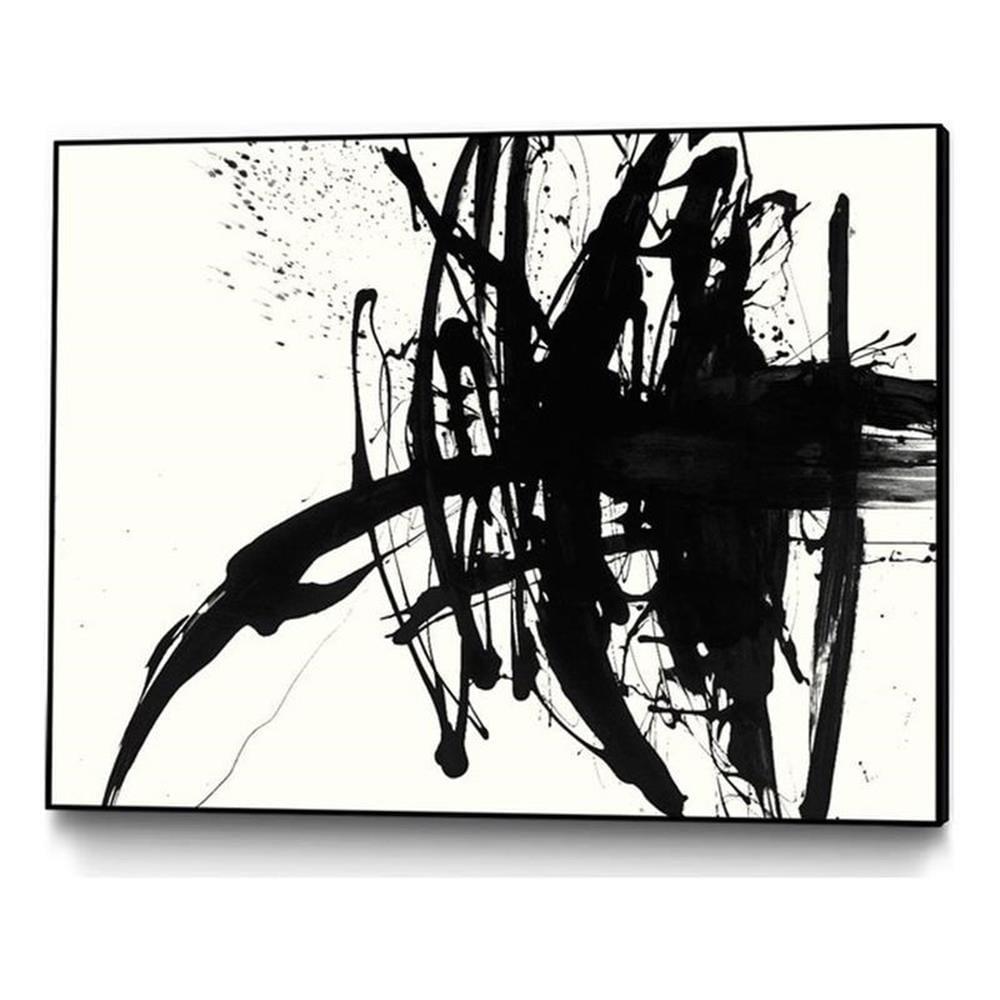 Abstract Black and White Framed Canvas Print 24x18