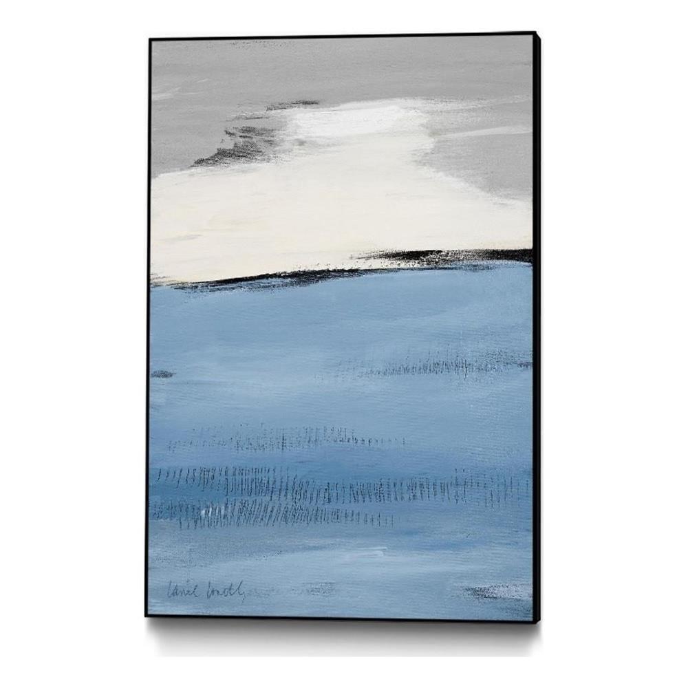 Blue and White Abstract 24x36 Framed Canvas Art