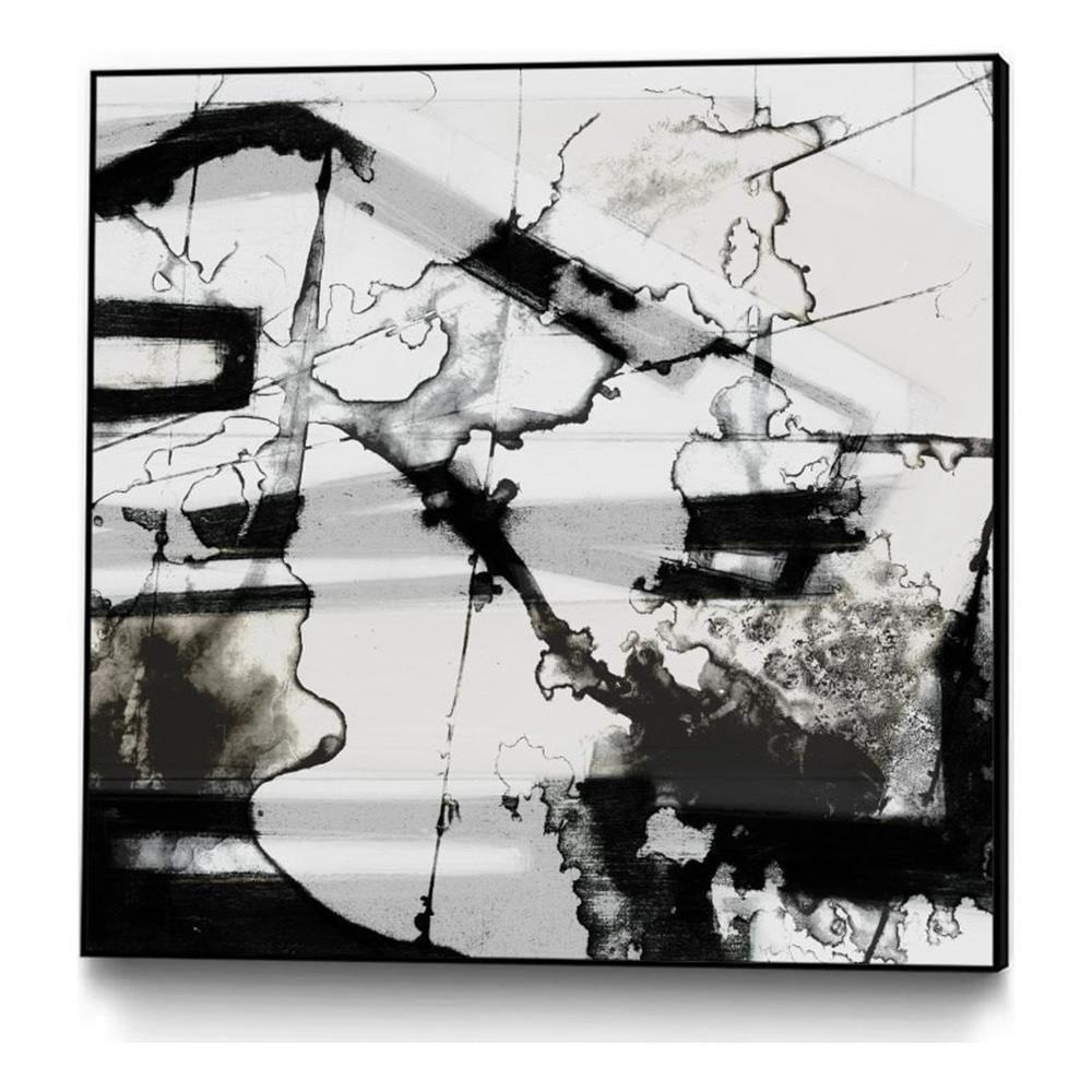 Abstract Black and White 30x30 Inch Framed Canvas Art