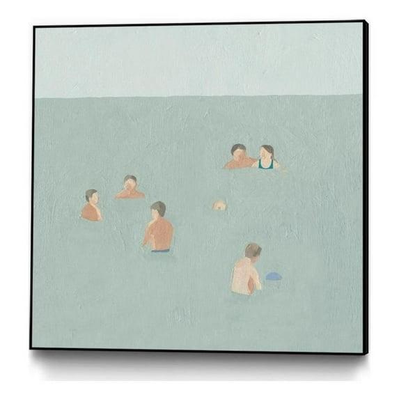 Giant Art Canvas  30x30 The Swimmers II Framed in Green