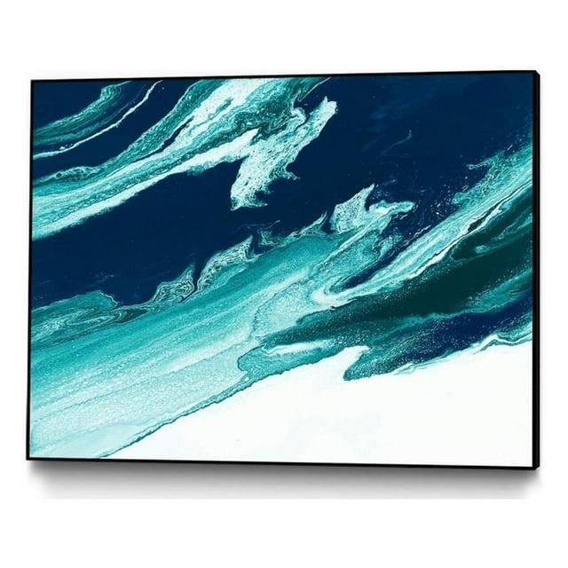 Giant Art Canvas  40x30 Gray And Gold Framed in White