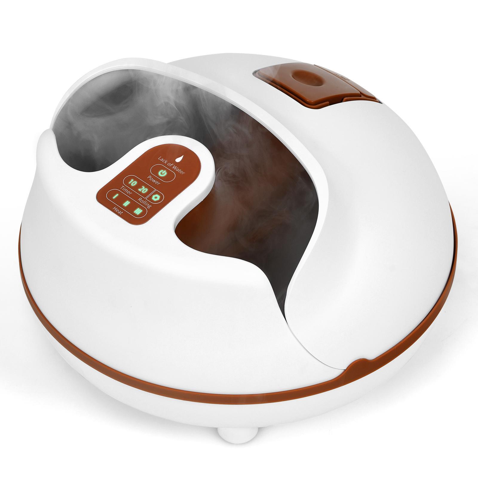 Costway Steam Foot Spa Bath Massager Foot Sauna Care w/ Heating Timer Electric Rollers Brown