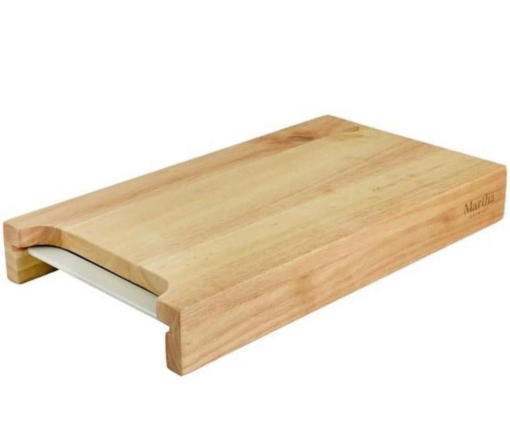 17.7 Inch Rubber Wood Cutting Board with Melamine Tray