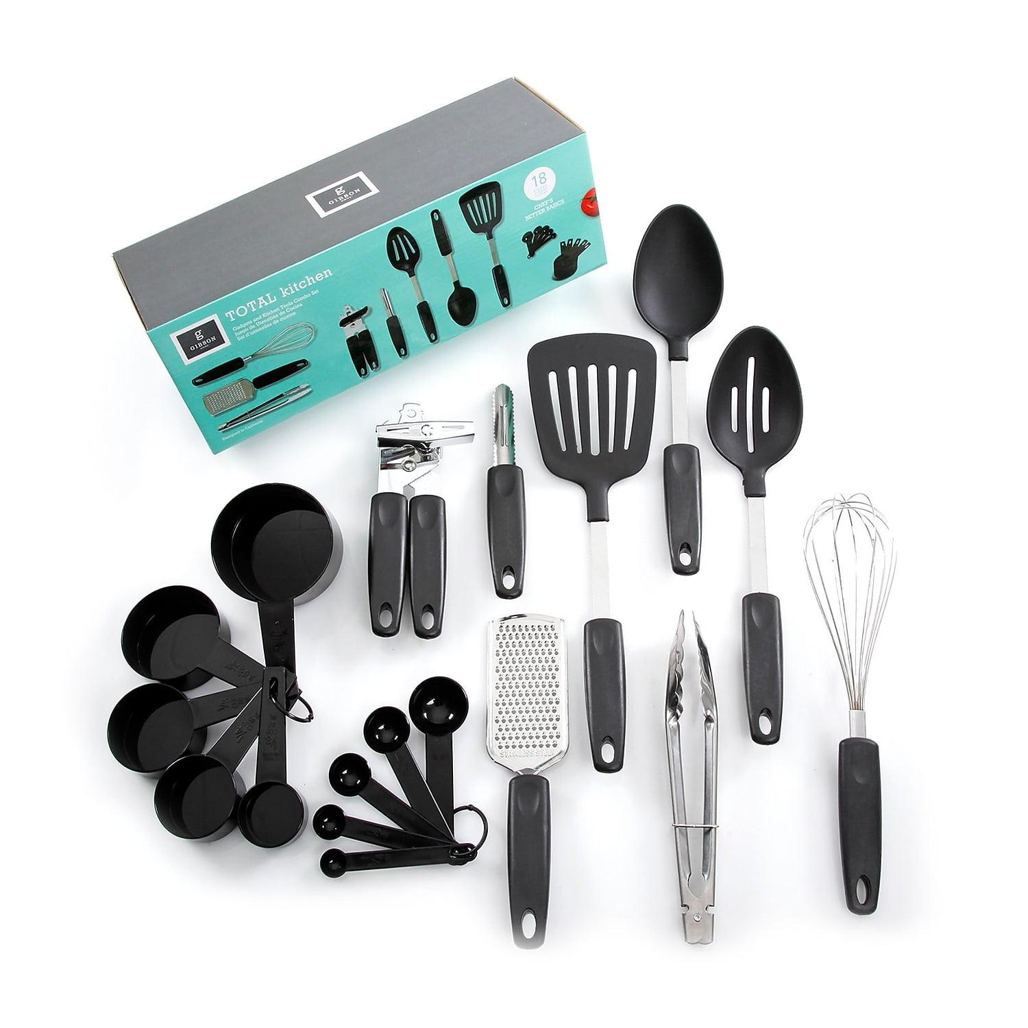 Gibson 18-Piece Black and Silver Kitchen Gadgets Set