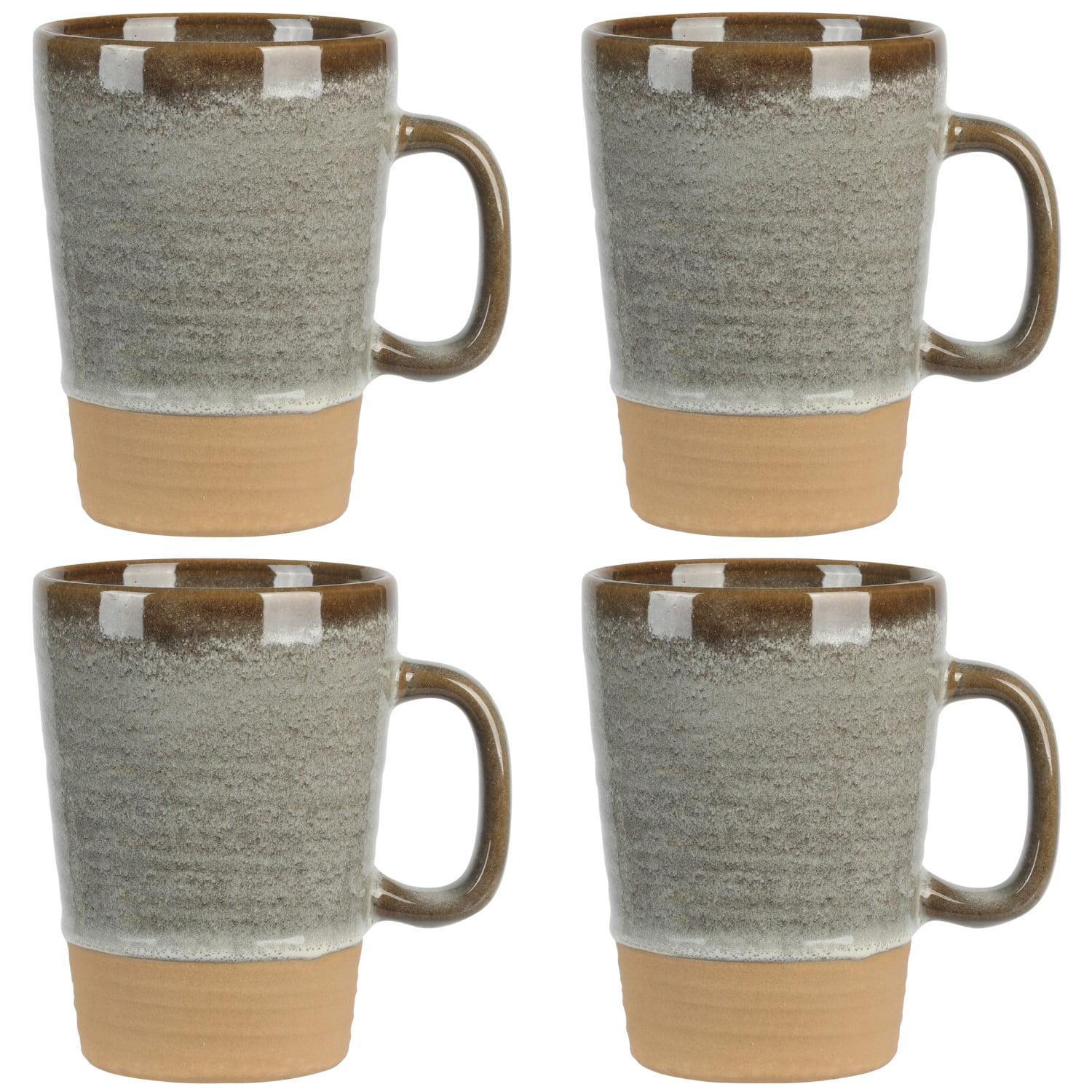 Gibson Elite 4 Pack Dreamweaver Terracotta Reactive 17 OZ Mug Set - Earthy Brown