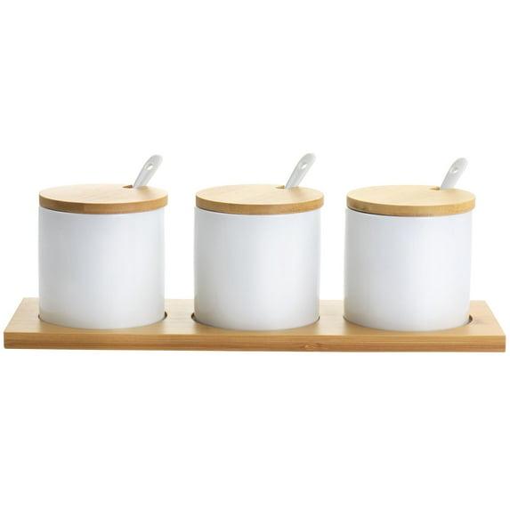 Gibson Elite Gibson Elite Gracious Dining 10 Piece Fine Ceramic Condiment Jars Serving Set In White