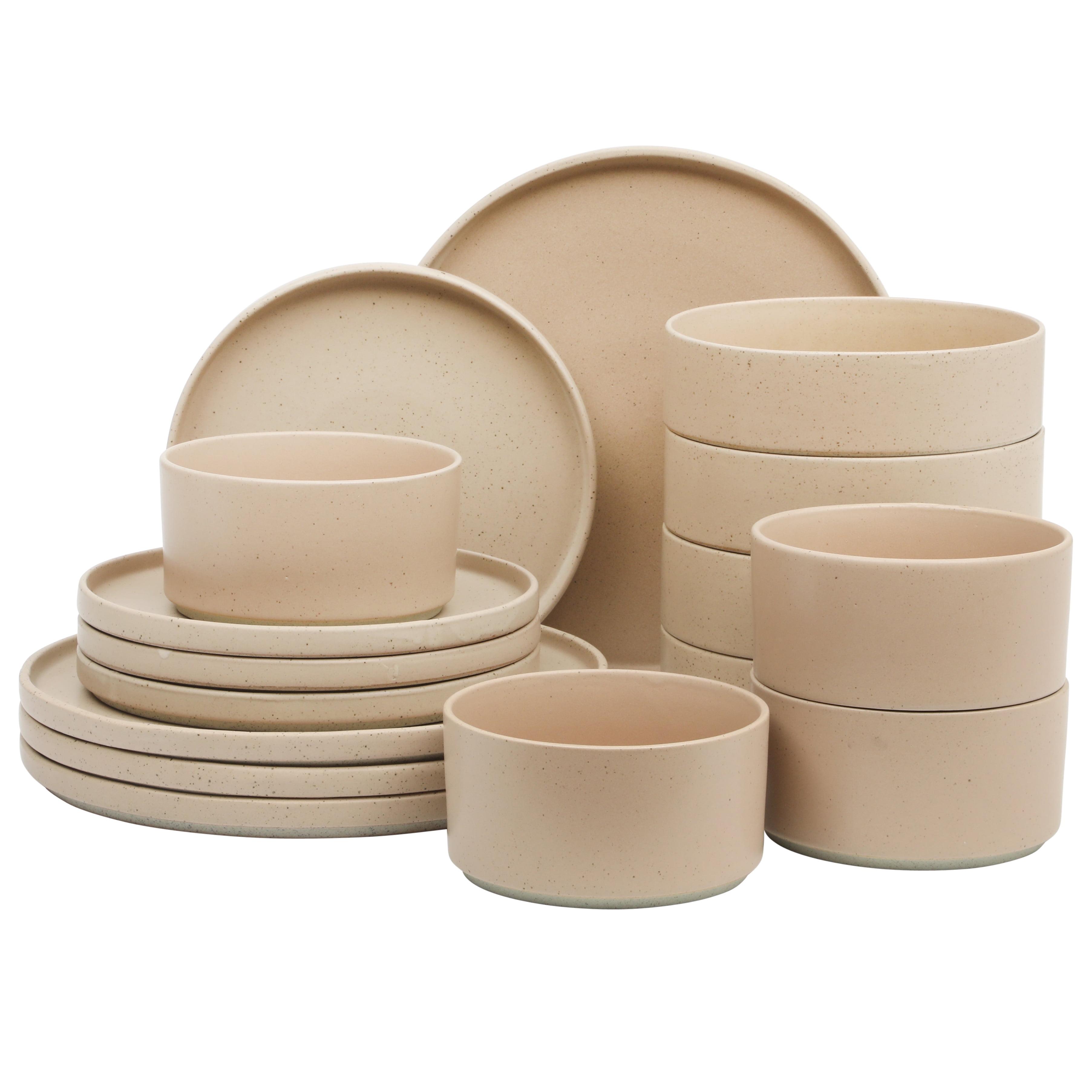 Gibson Elite Gibson Elite Tatum Premium Porcelain Matte Reactive Glaze 16 Piece (Service for 4) Plates and Bolws Stackable Dishes Ceramic Dinnerware