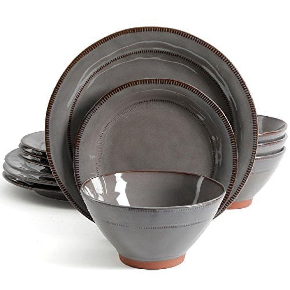 Gibson Elite Gray and Terracotta Ceramic Dinnerware Set, Service for 4