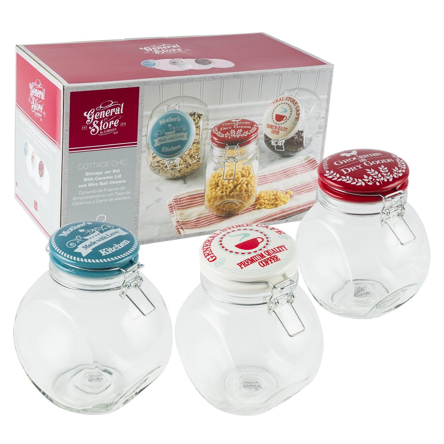Gibson General Store Cottage Chic 3 Piece Glass Storage Container Set