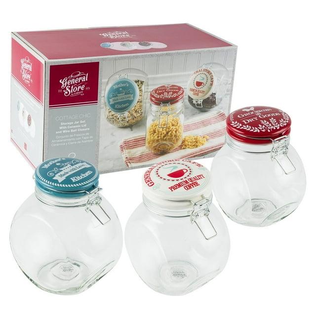 Gibson General Store Cottage Chic 3 Piece Glass Storage Container Set