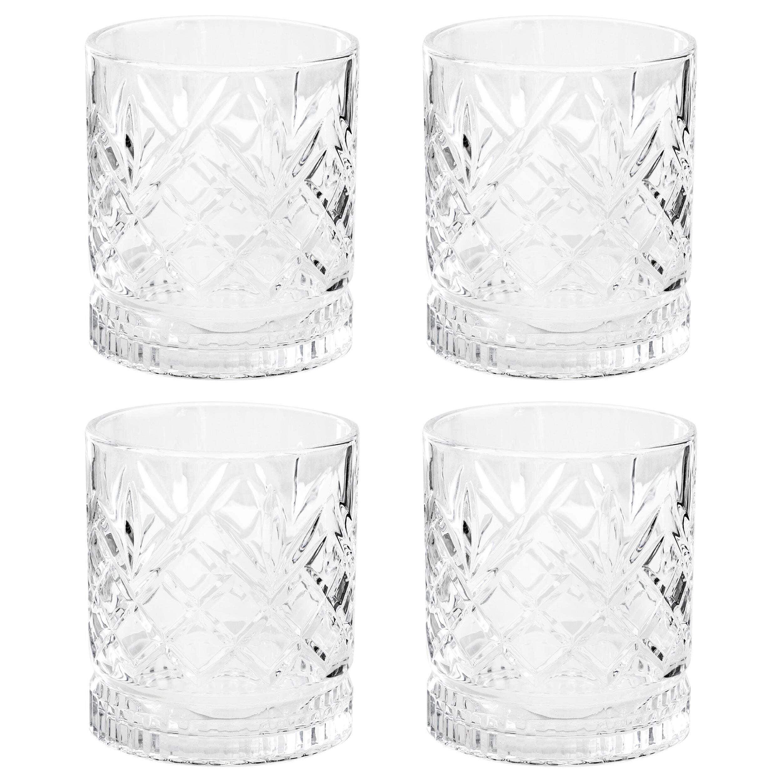 Gibson Home 4 Piece 13 Ounce Diamond Embossed Double Old Fashioned Glassware Set
