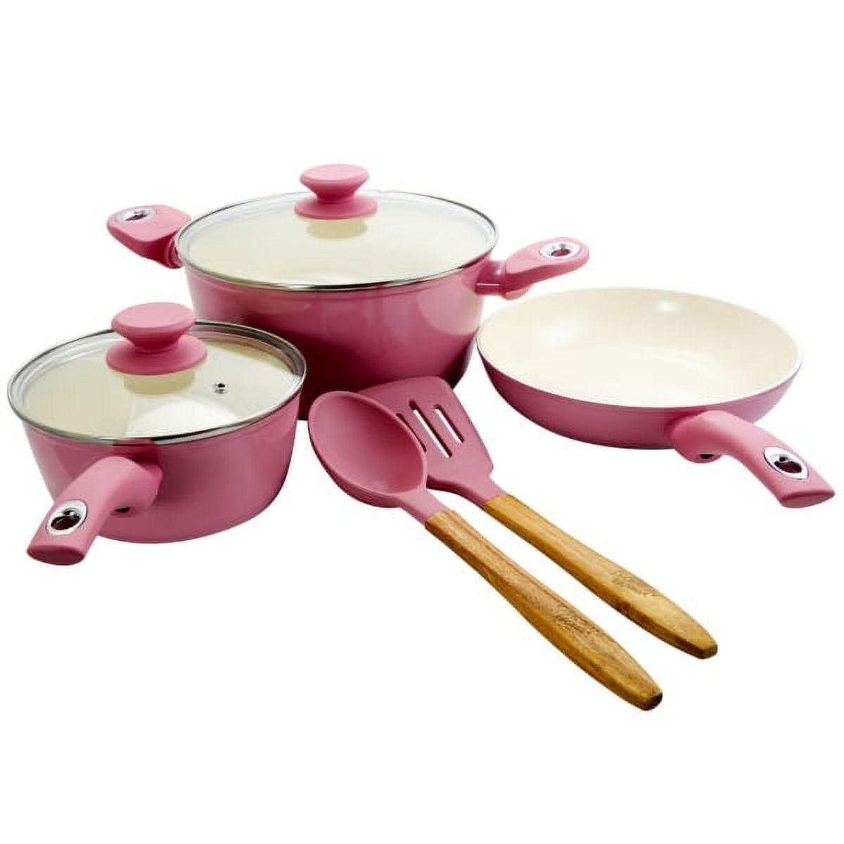 Lavender Aluminum Nonstick 7-Piece Cookware Set with Enamel Coating