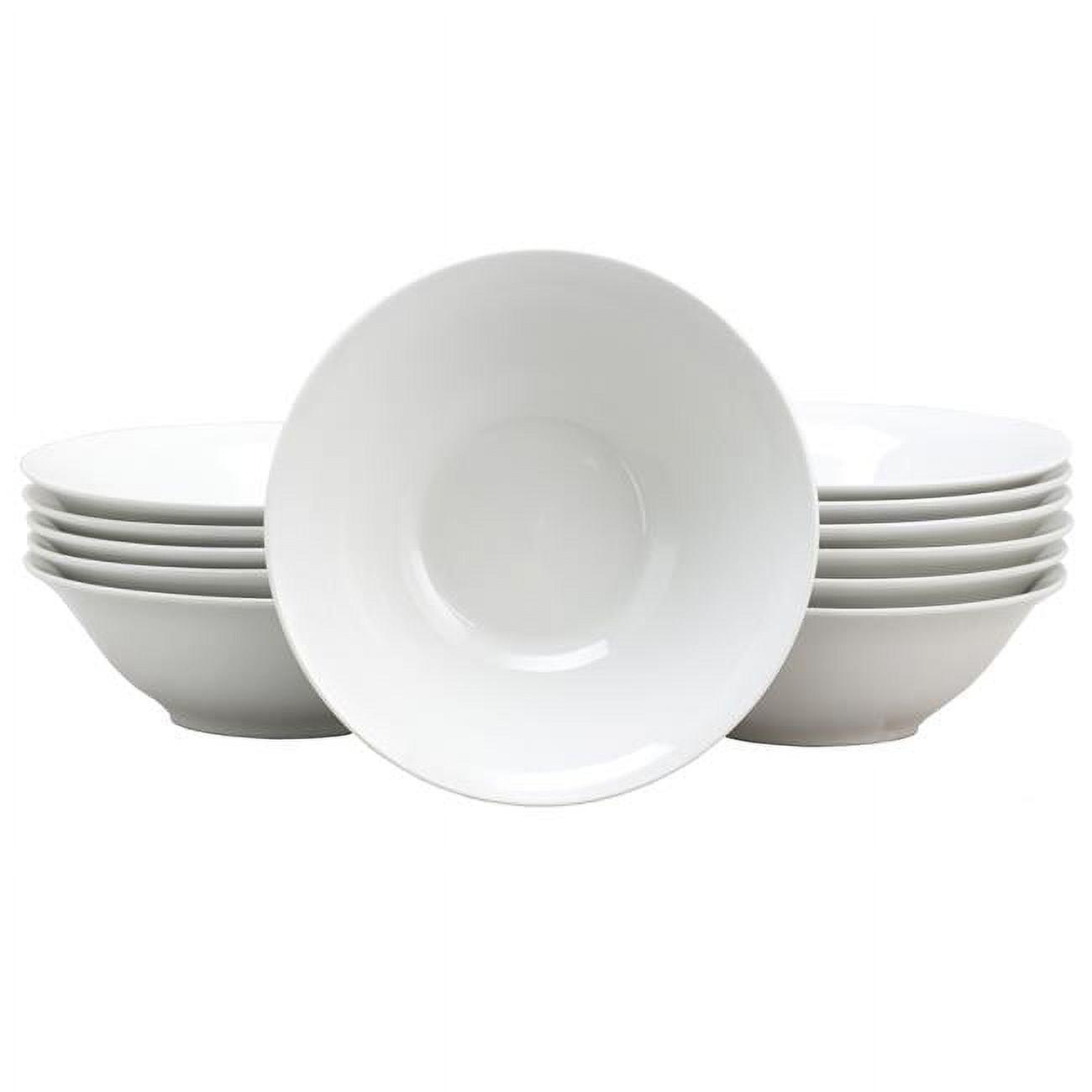 White 7-Inch Fine Ceramic Bowls, 12-Piece Set