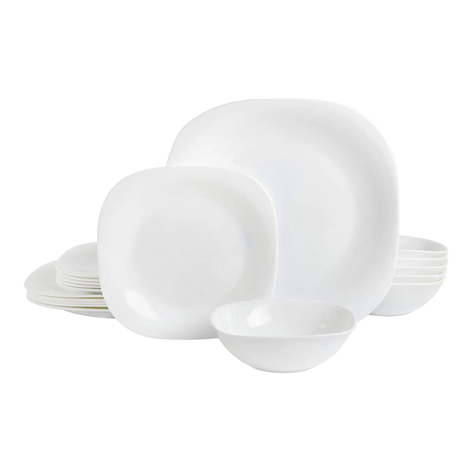 White Square Glass Dinnerware Set, Service for 6