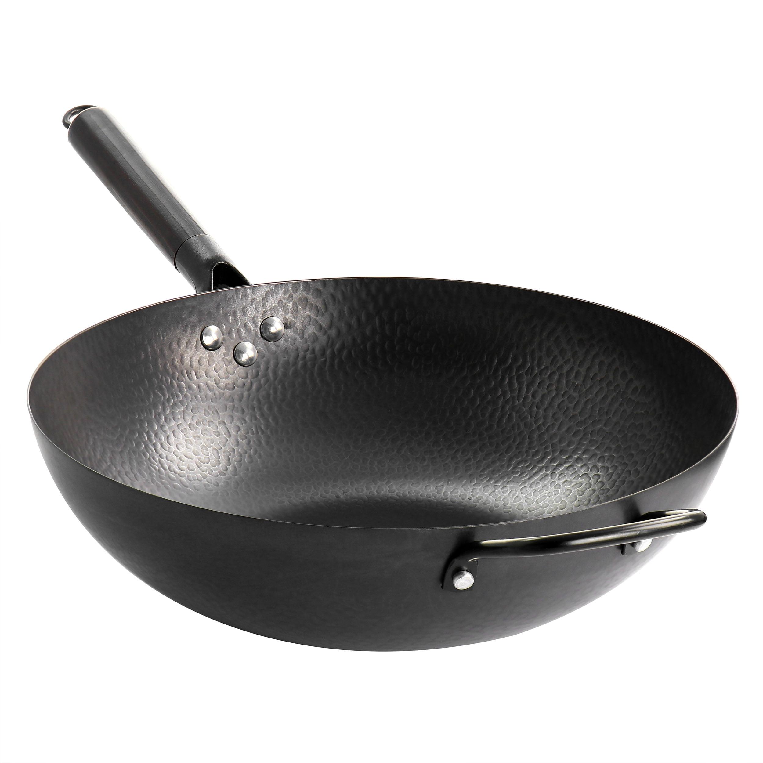 Gibson Home 13 Inch Black Hammered Carbon Steel Wok