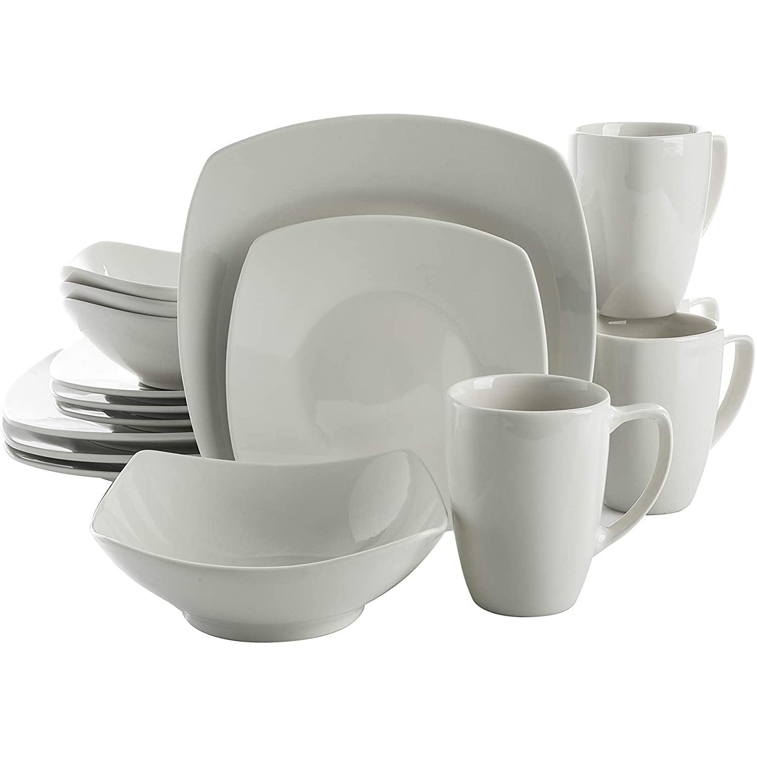 White Porcelain Square Dinnerware Set for 6