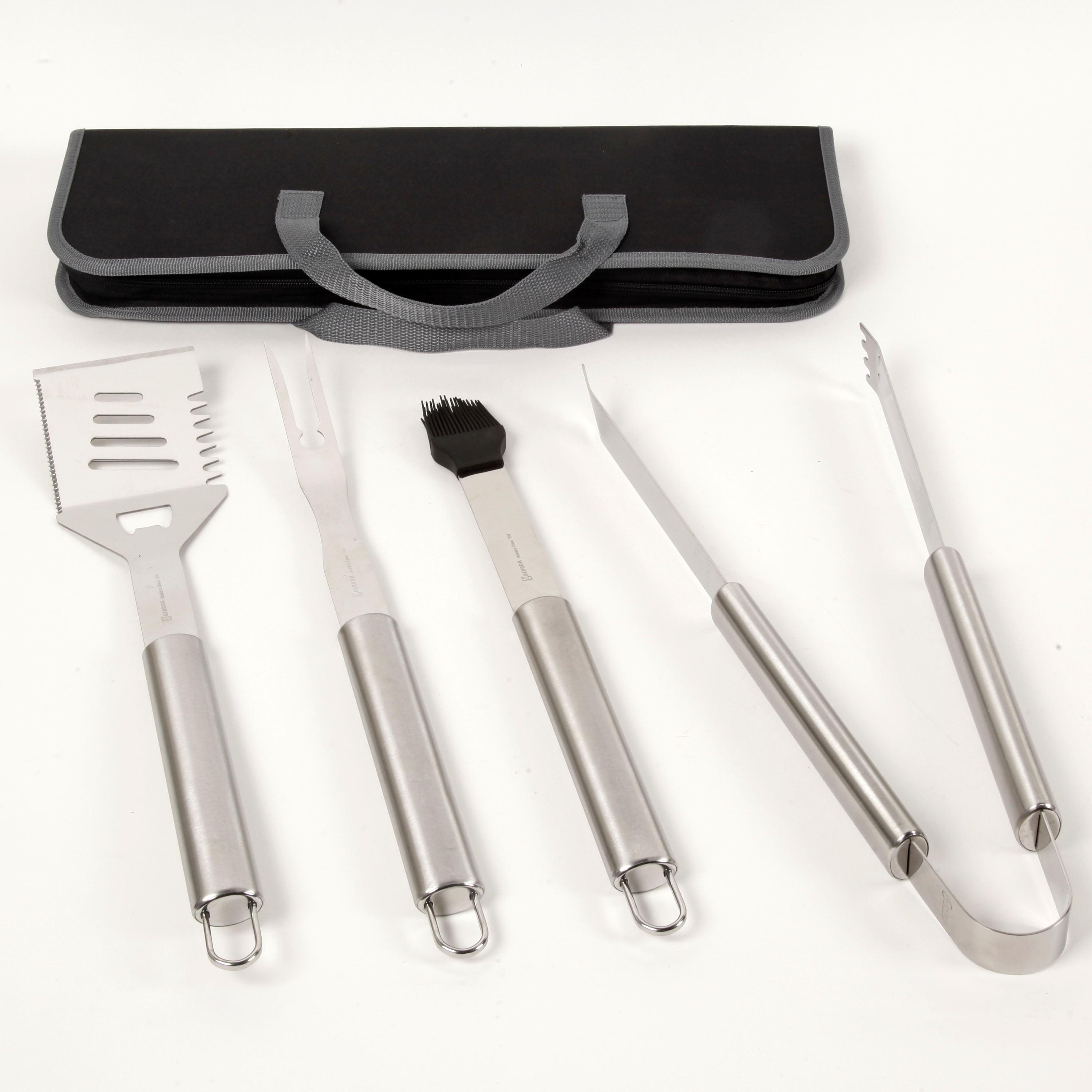 Gibson Home Gibson Home Barbecue Basics 5 Piece Stainless Steel BBQ Tool Set with Wood Handles