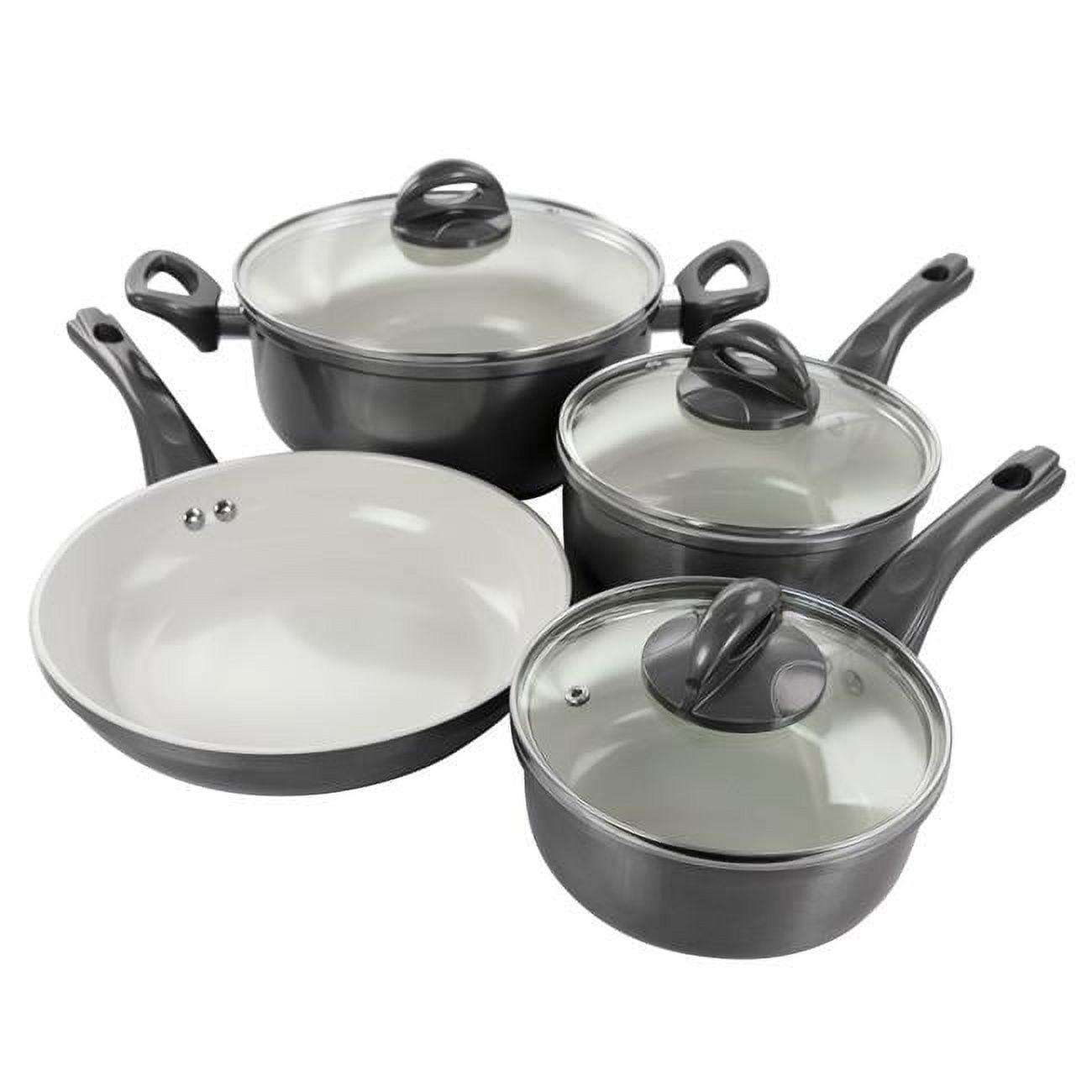 Hestonville 7-Piece Gray Aluminum Nonstick Cookware Set with Lids