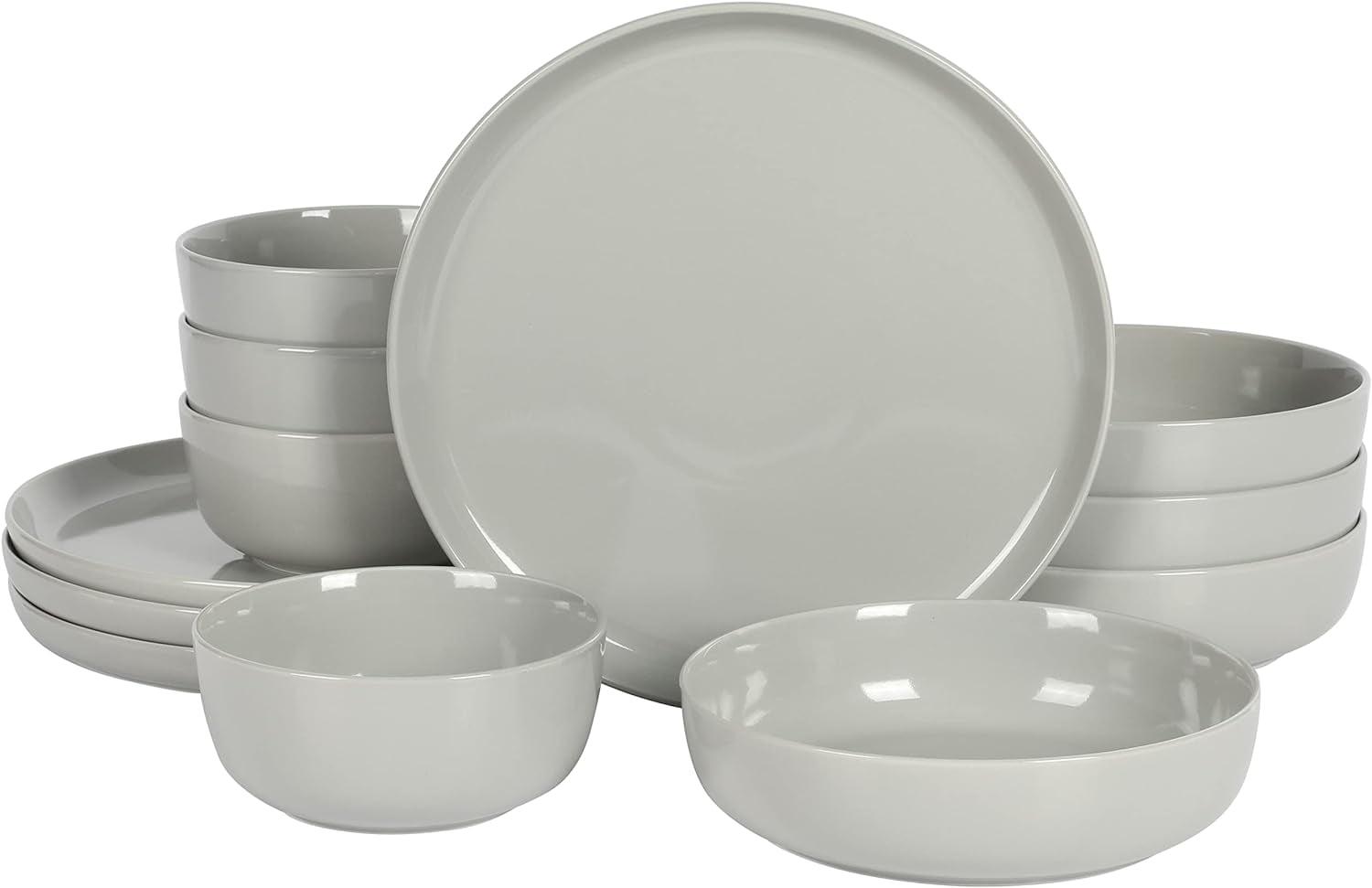 Gibson Home Oslo 12 Piece Porcelain Dinnerware Set - Grey