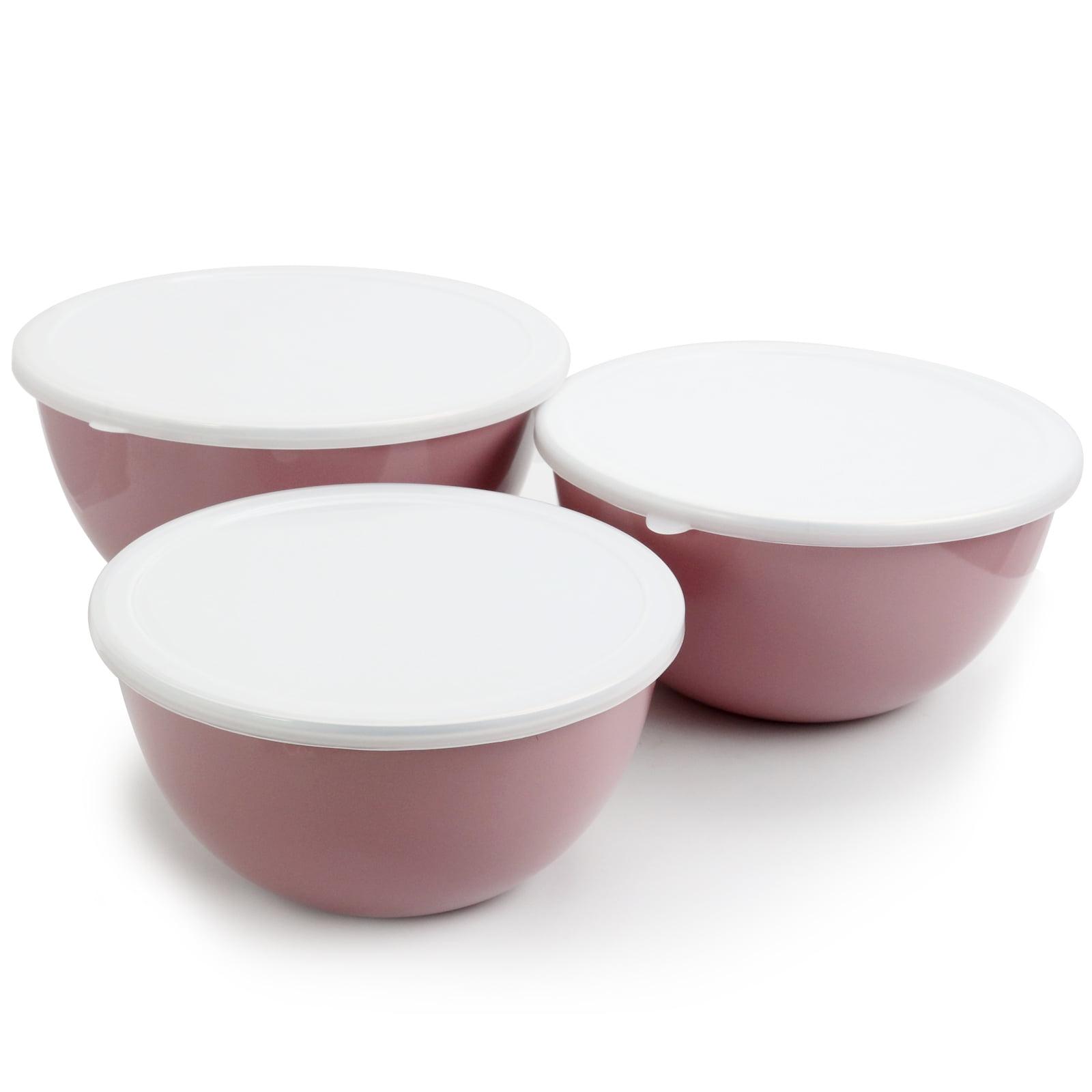 Gibson Home 6pc Steel Plaza Cafe Nesting Mixing Bowls with Lids: Large Steel Bowls, Lavender, Hand Wash Only