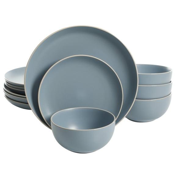 Gibson Home Rockaway 12-Piece Stoneware Dinnerware Set Blue