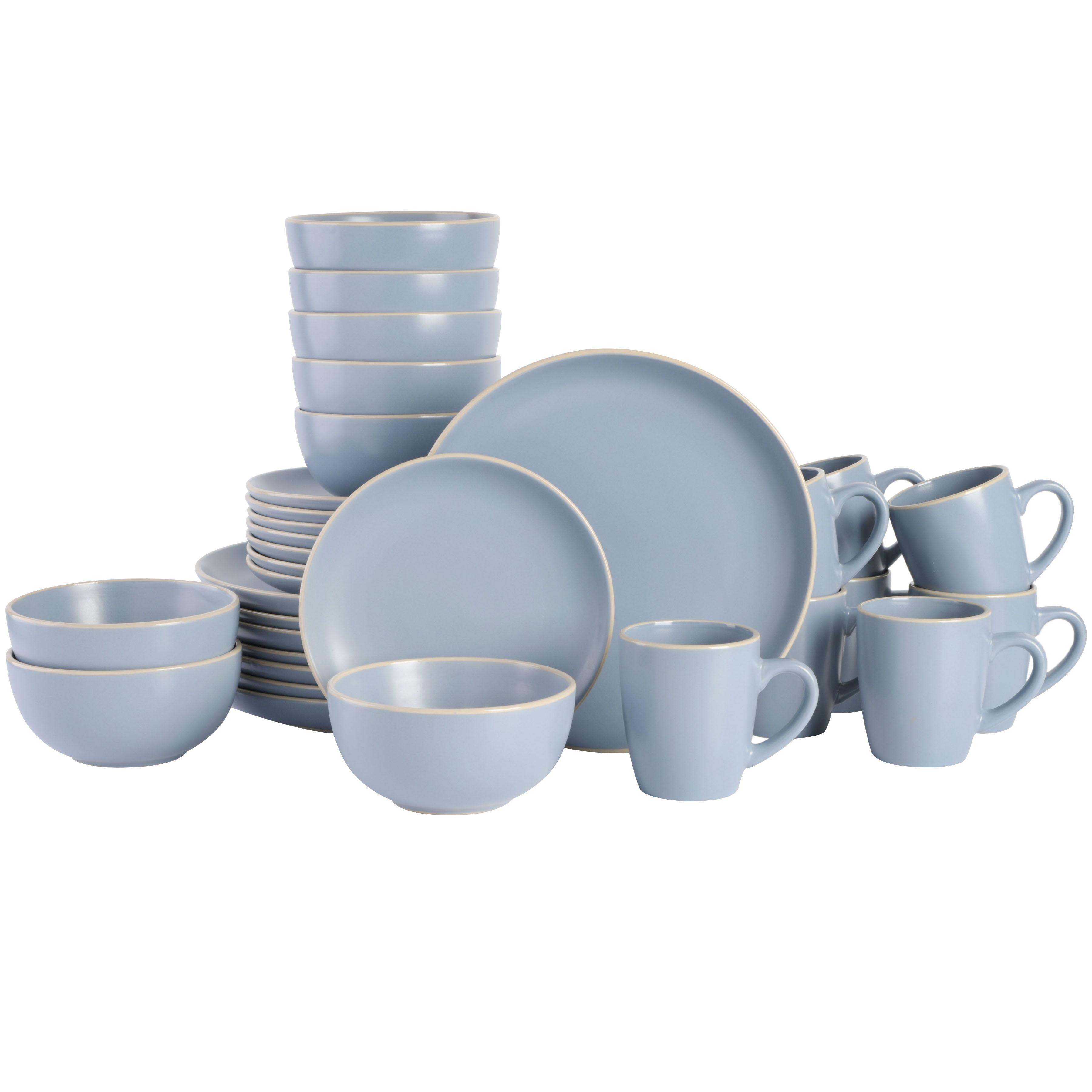 Blue Ceramic 32-Piece Dinnerware Set for 8