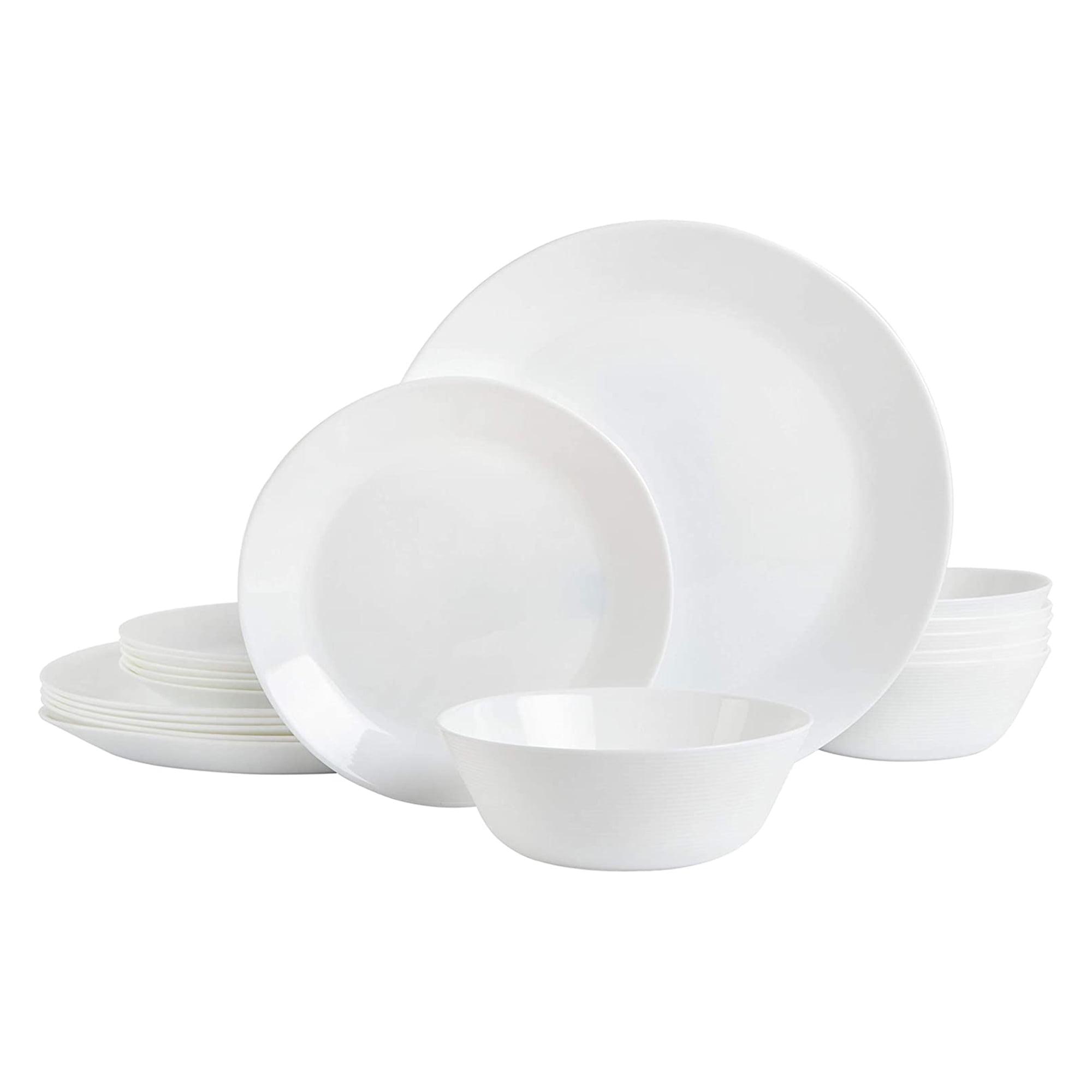 White Opal Glass Square Dinnerware Set, Service for 6