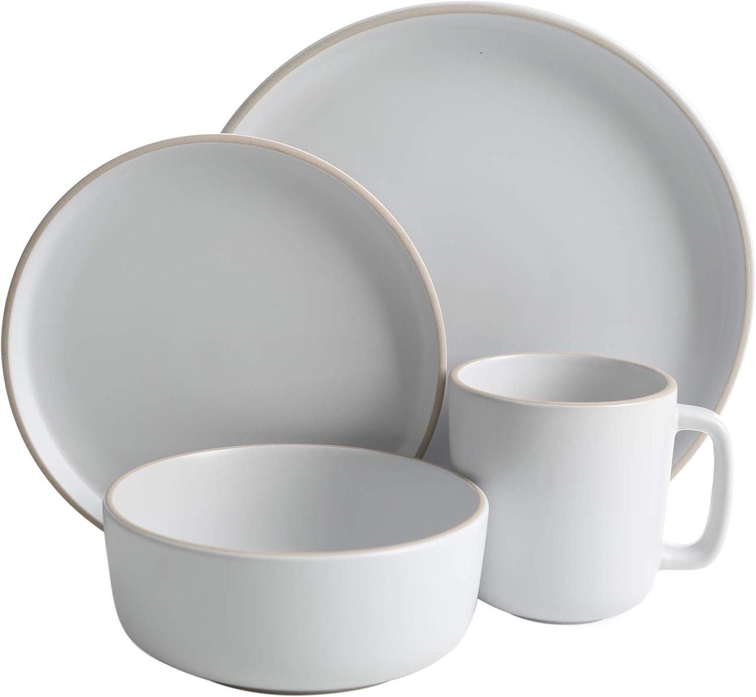 Gibson Home Zuma 16-Piece Round Matte Stoneware Dinnerware Set White