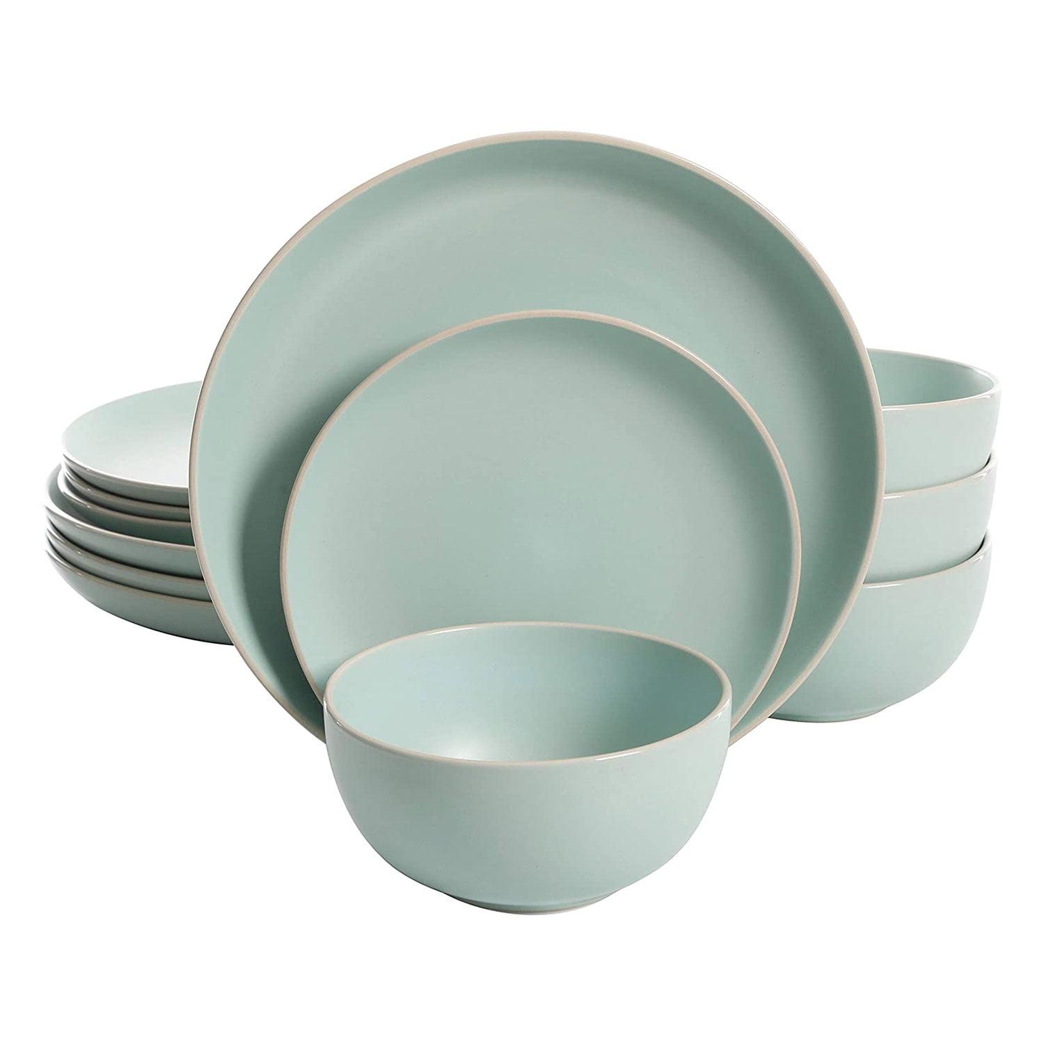 Matte Teal Ceramic 12-Piece Dinnerware Set, Service for 4