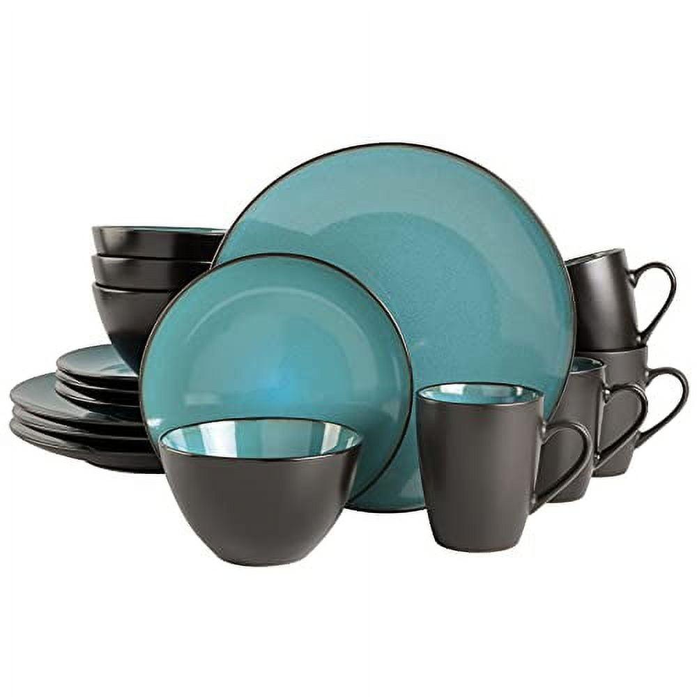 Teal Porcelain Square Dinnerware Set, Service for 4