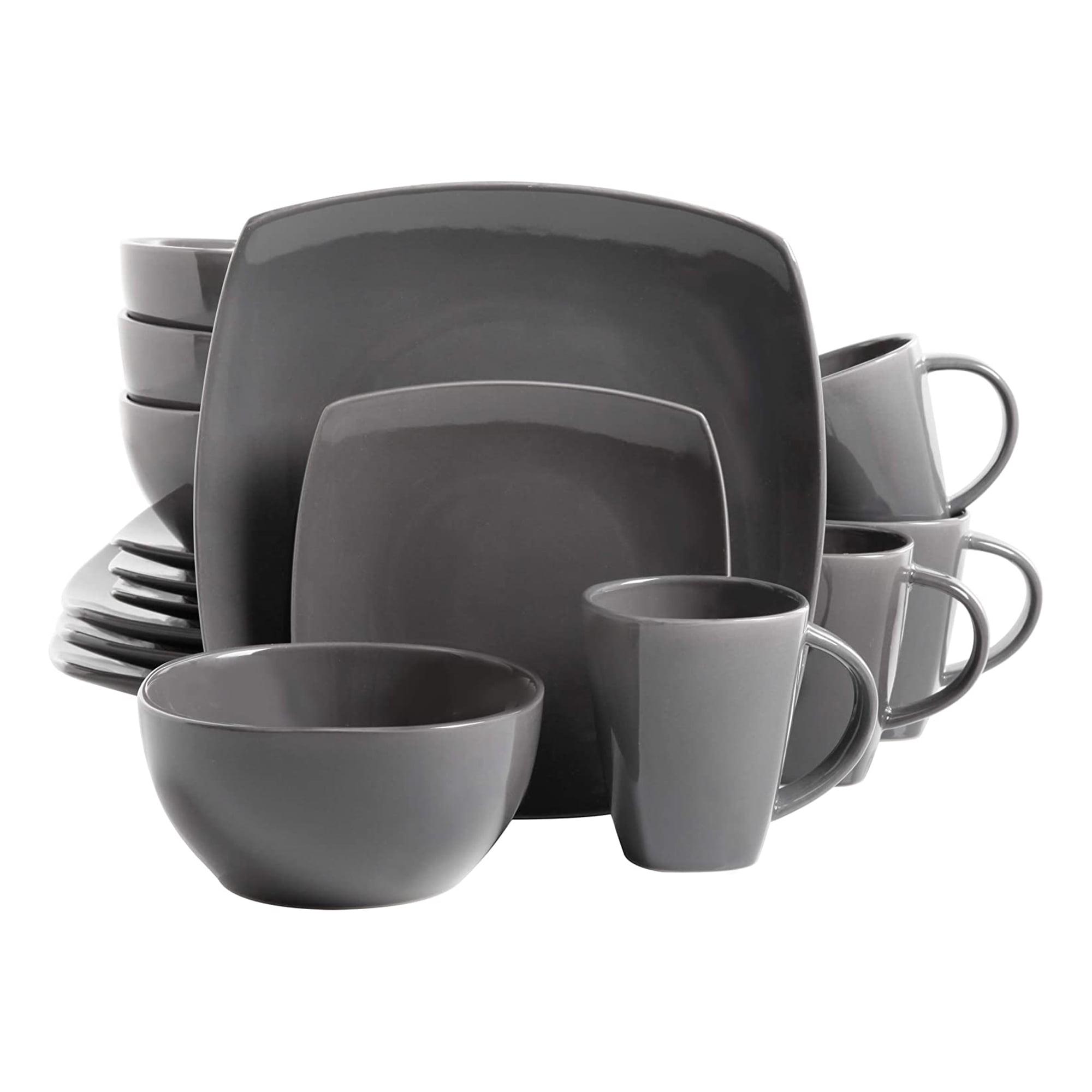 Gibson Soho Lounge Square 16-Piece Dinnerware Set - Gray