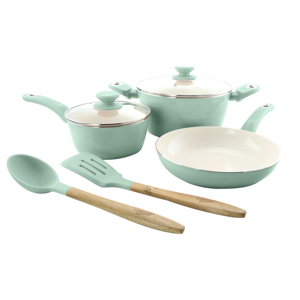 Mint Green Non-stick Aluminum 7-Piece Cookware Set