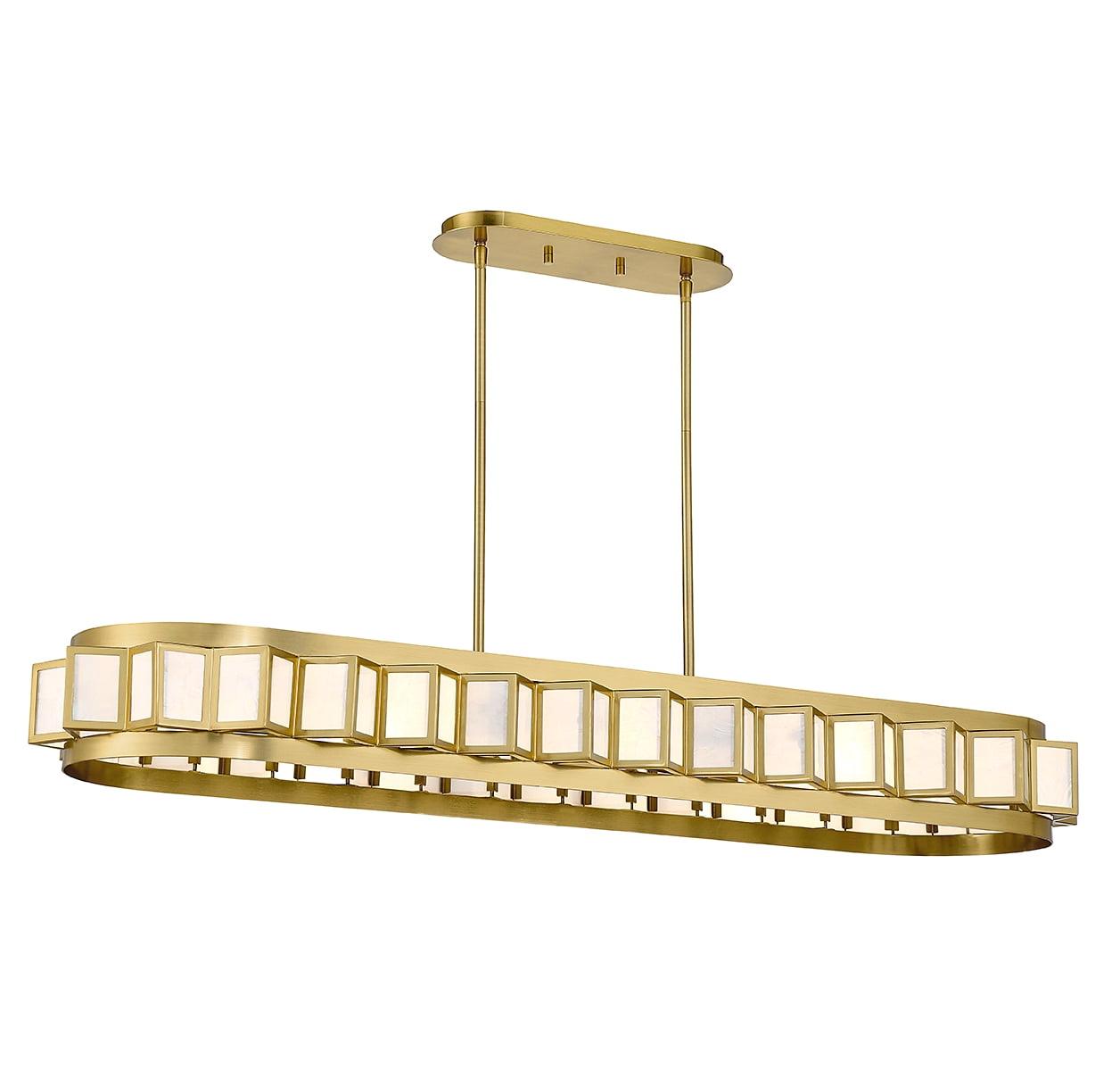 Gideon 8-Light Linear Chandelier in Warm Brass