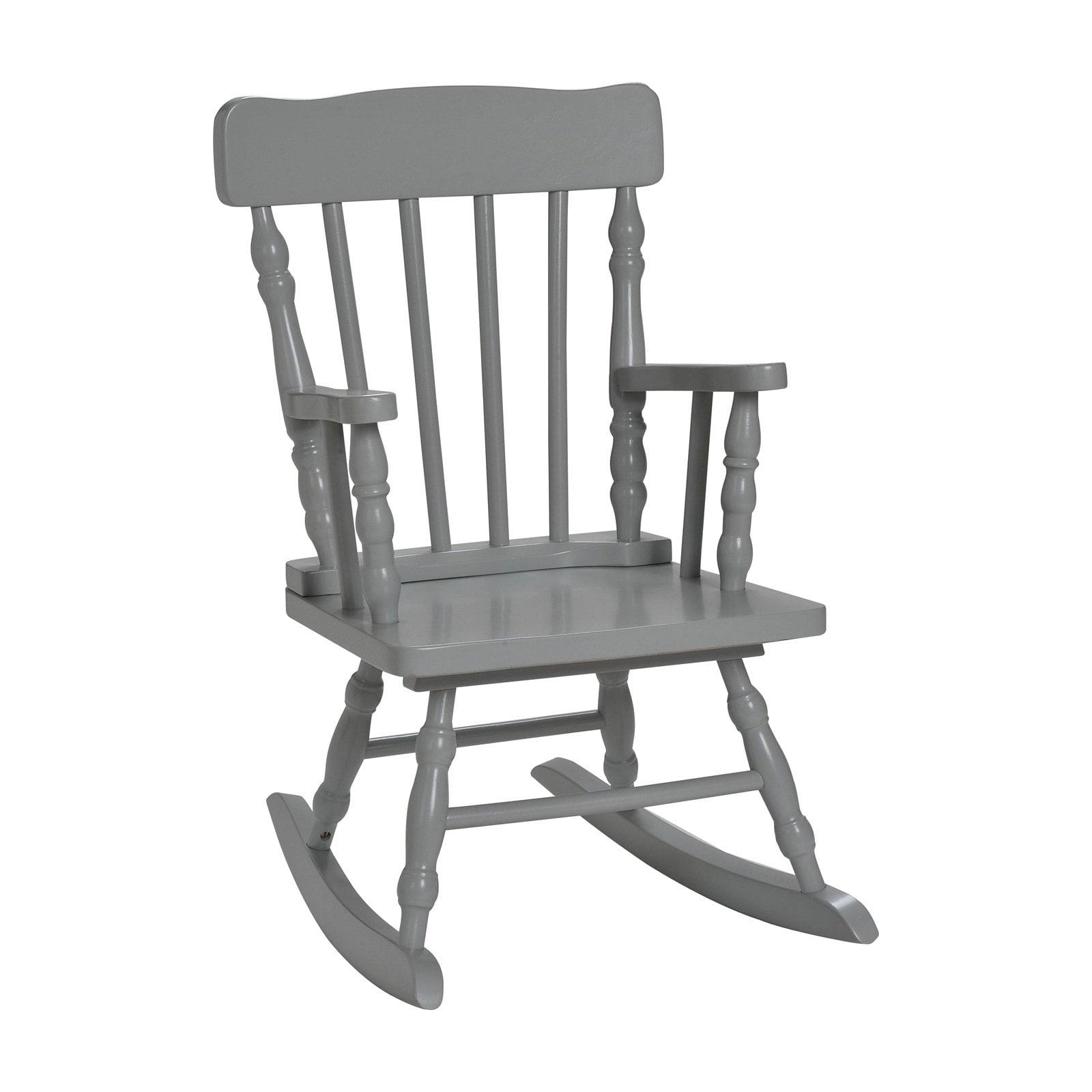 Gray Wooden Kids Spindle Rocking Chair