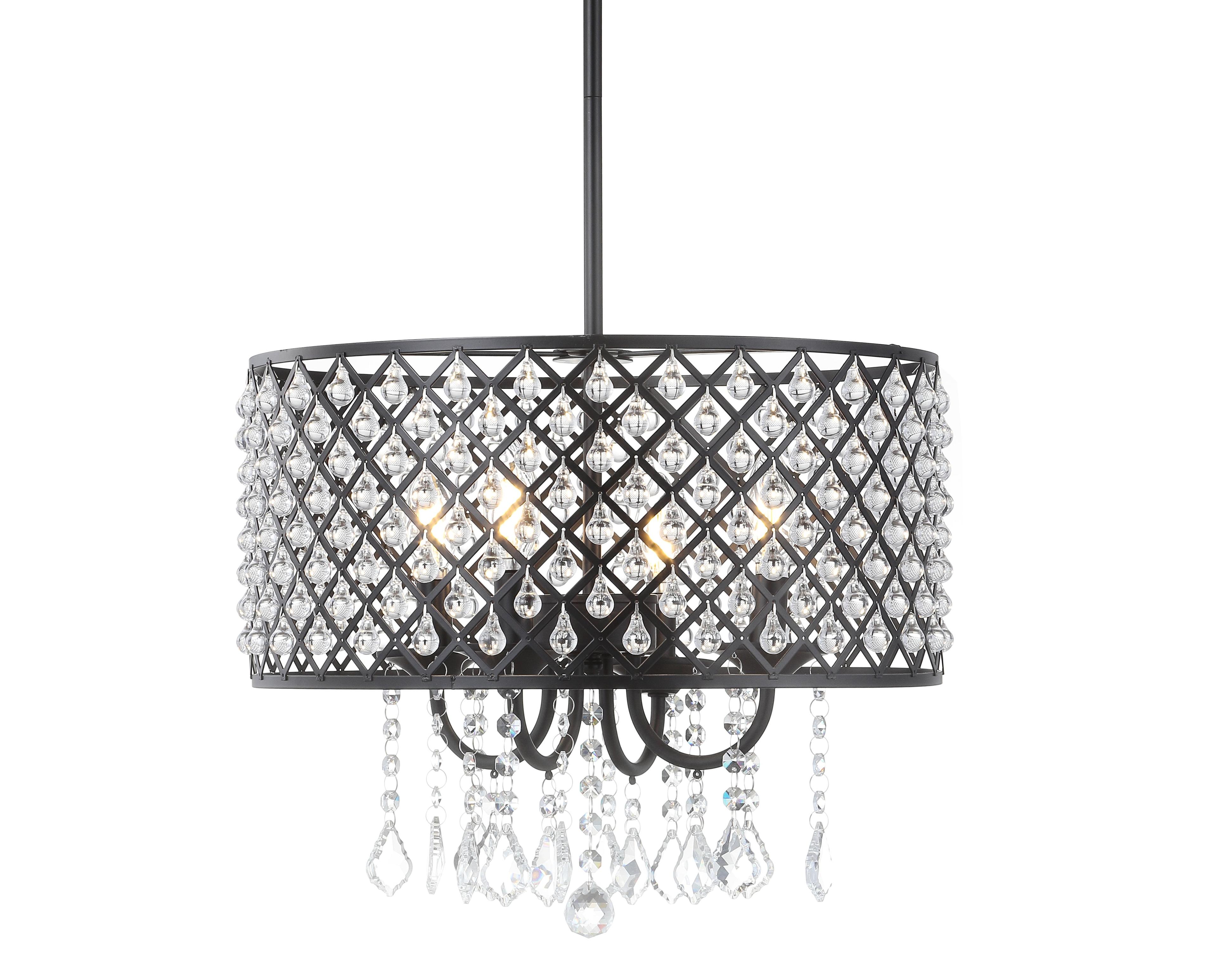 Gigi 17" Black Metal/Crystal LED Glam Drop Chandelier