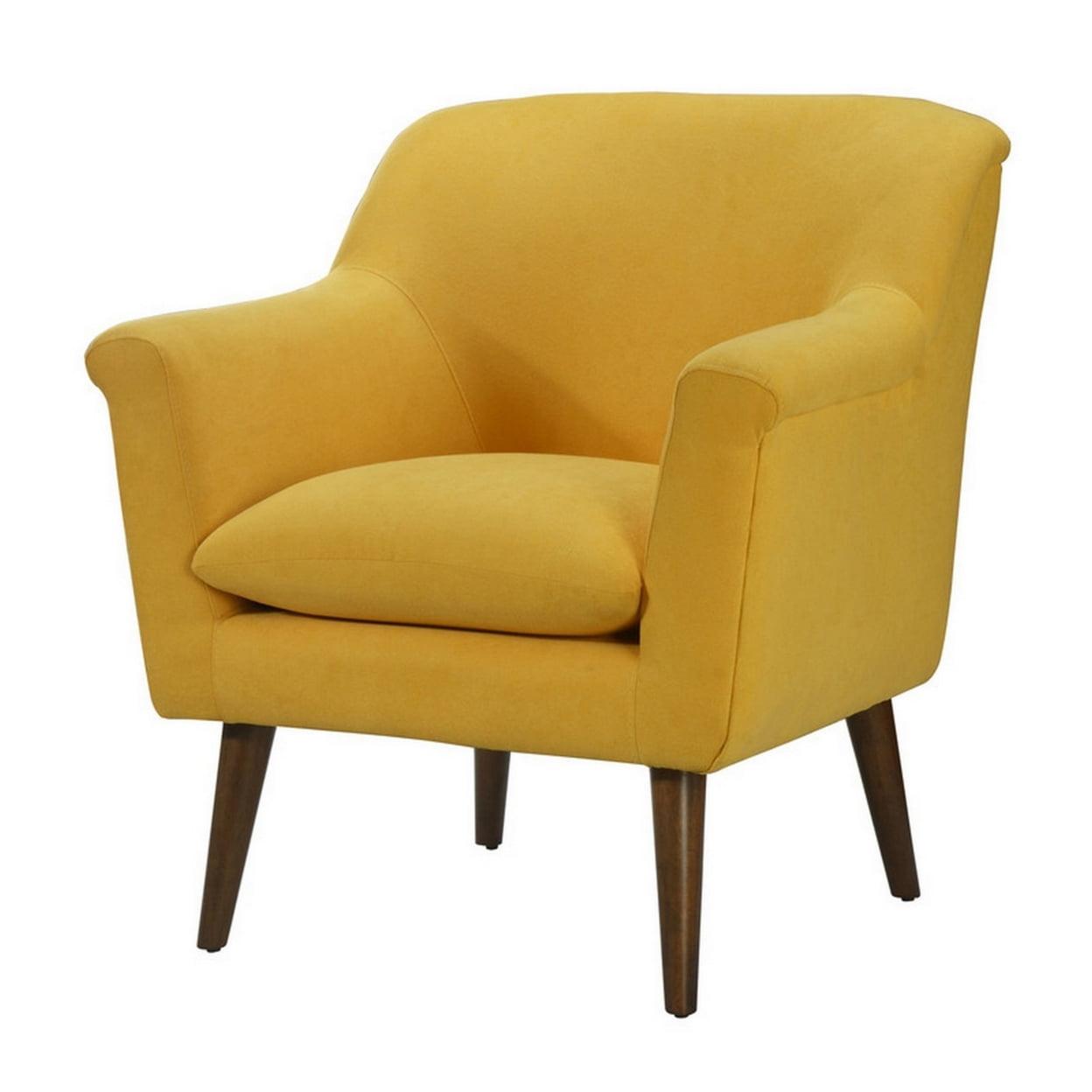 Gigi 32" Modern Yellow Fabric Accent Chair with Angled Wood Legs