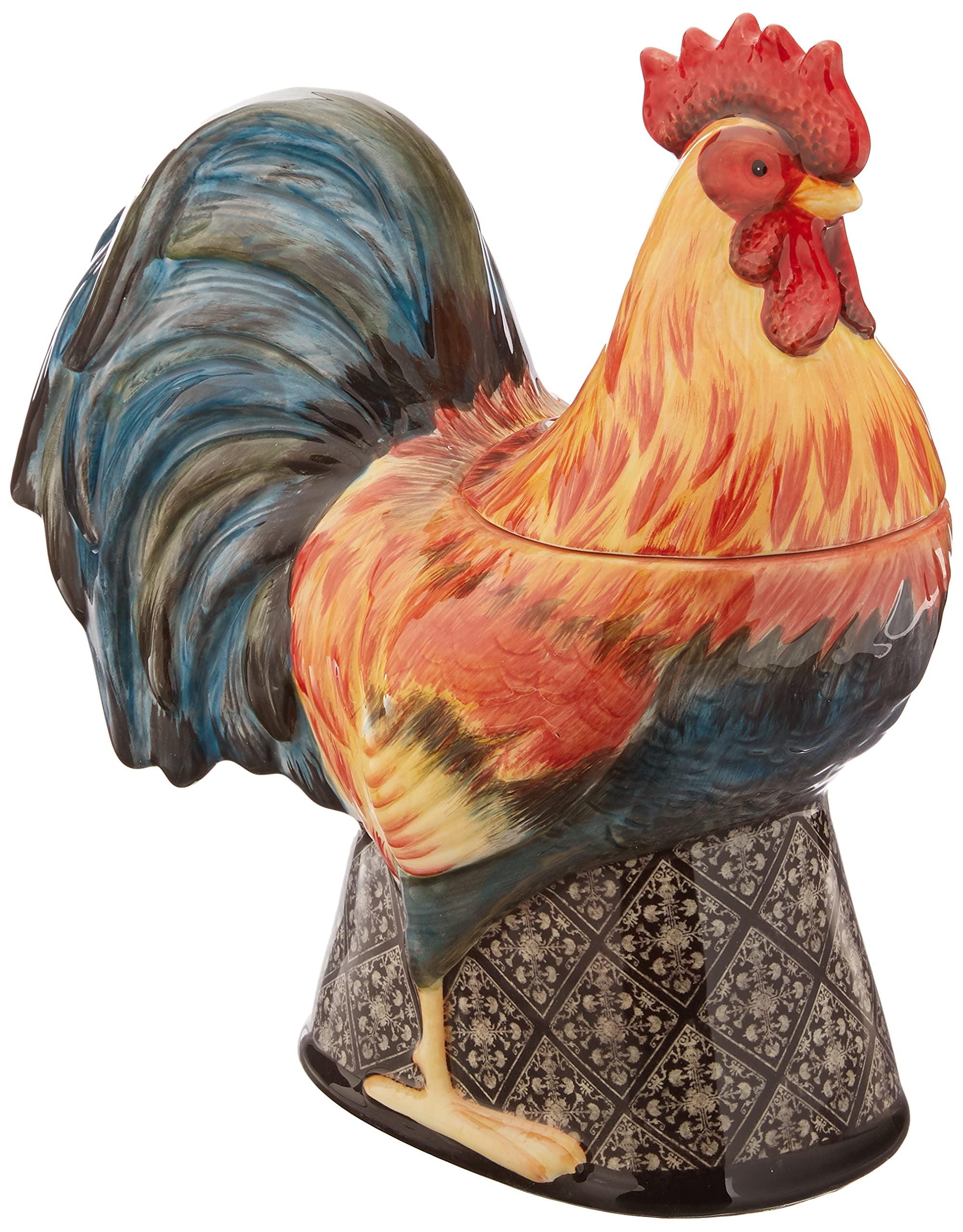 Colorful Ceramic Rooster-Shaped Insulated Cookie Jar