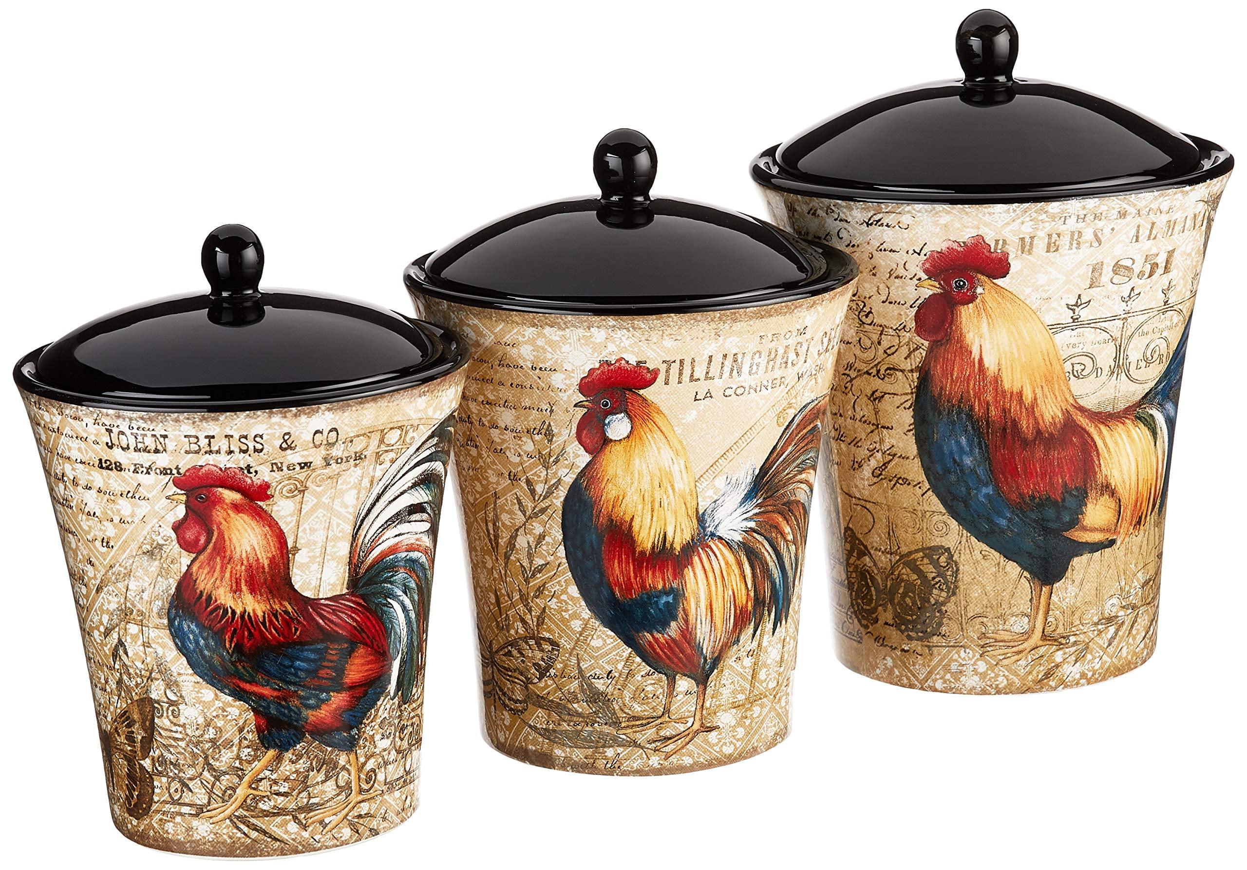 Certified International Gilded Rooster 3 Piece Kitchen Canister Set