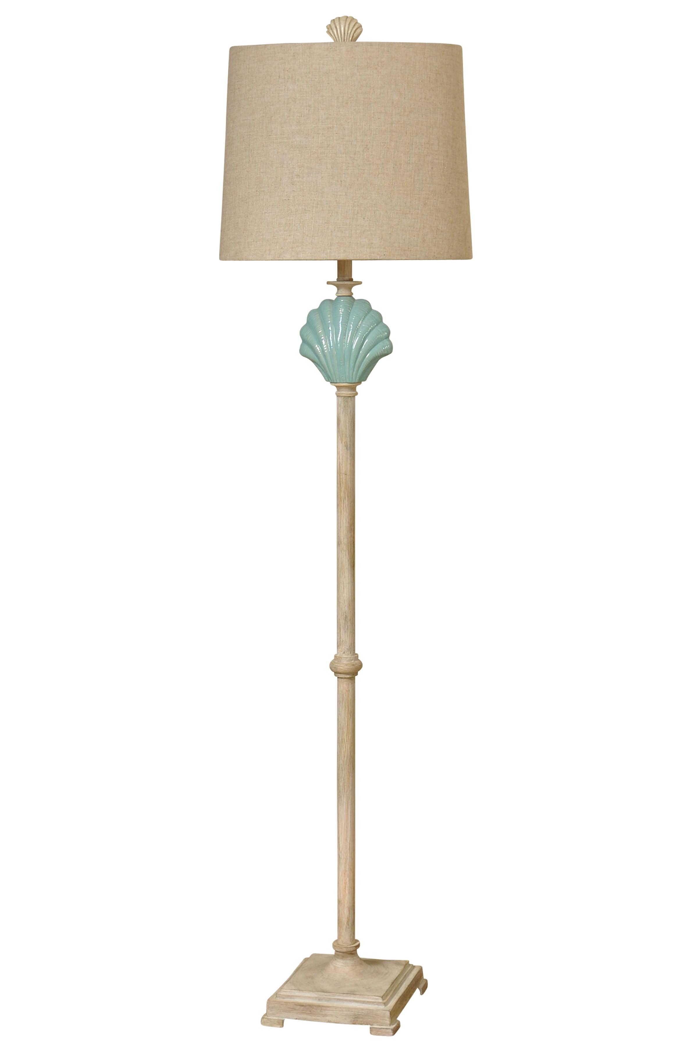 Gili Beach Blue Ceramic Floor Lamp with Beige Shade