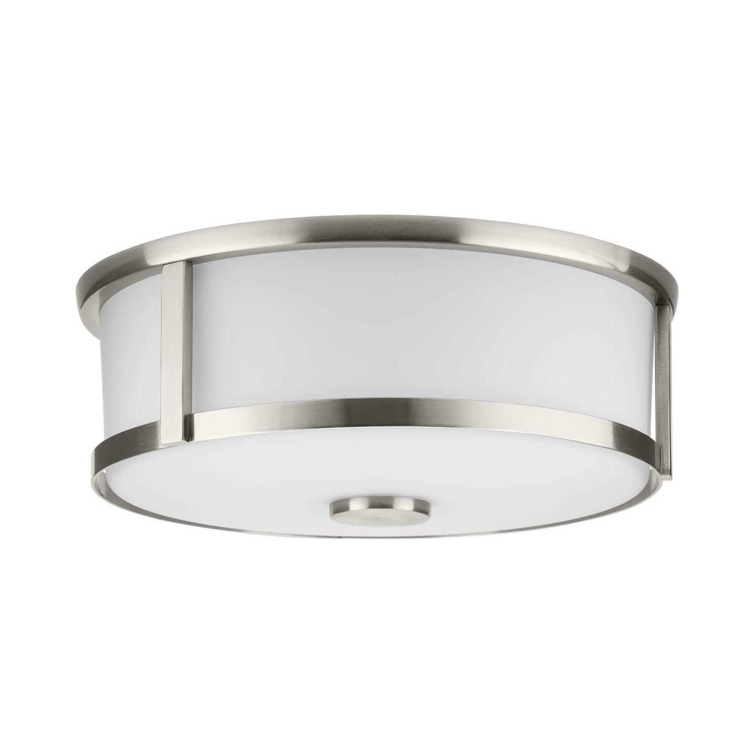 Progress Lighting Gilliam 2-Light Flush Mount, Brushed Nickel, Curved Glass Shade