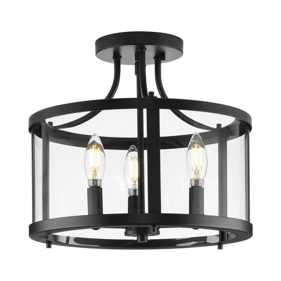 Gilliam Collection 13 in. Three-Light Matte Black New Traditional Semi-Flush Mount