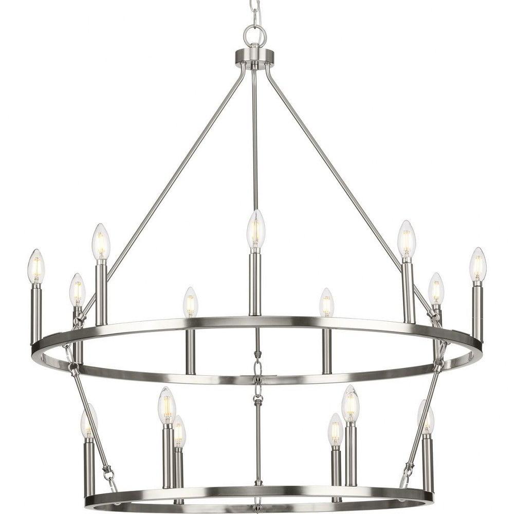 Progress Lighting Gilliam 15-Light Chandelier, Brushed Nickel, Steel, Incandescent, Classic Elegance