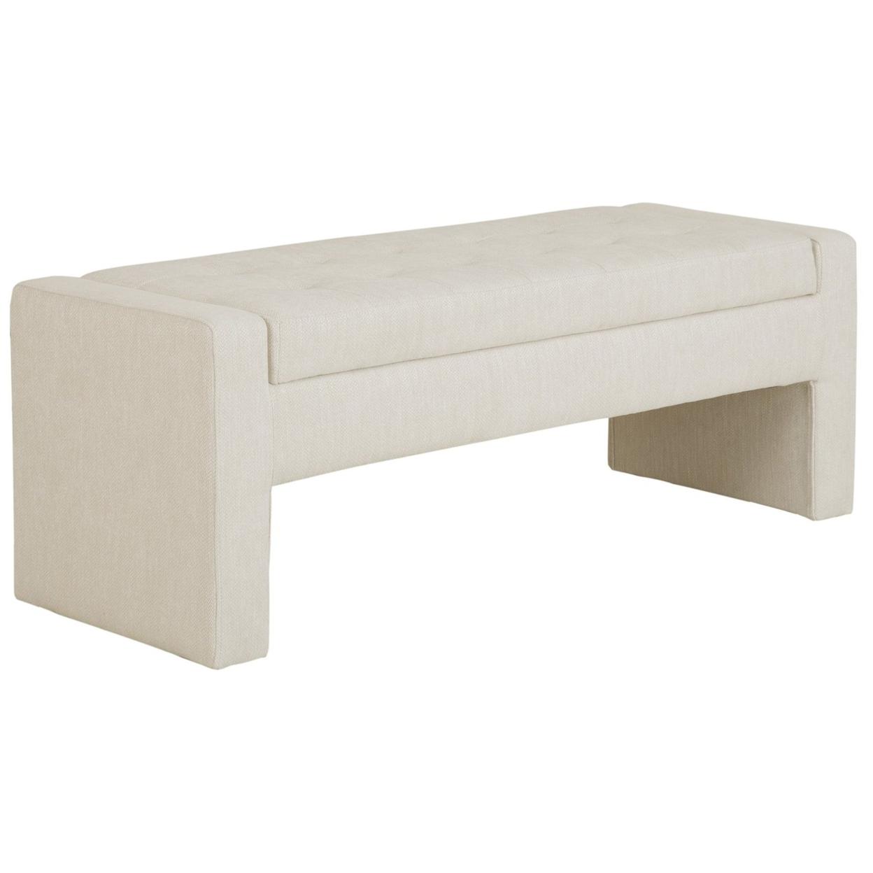 Gillian Cream Upholstered Storage Bench with Flip Top