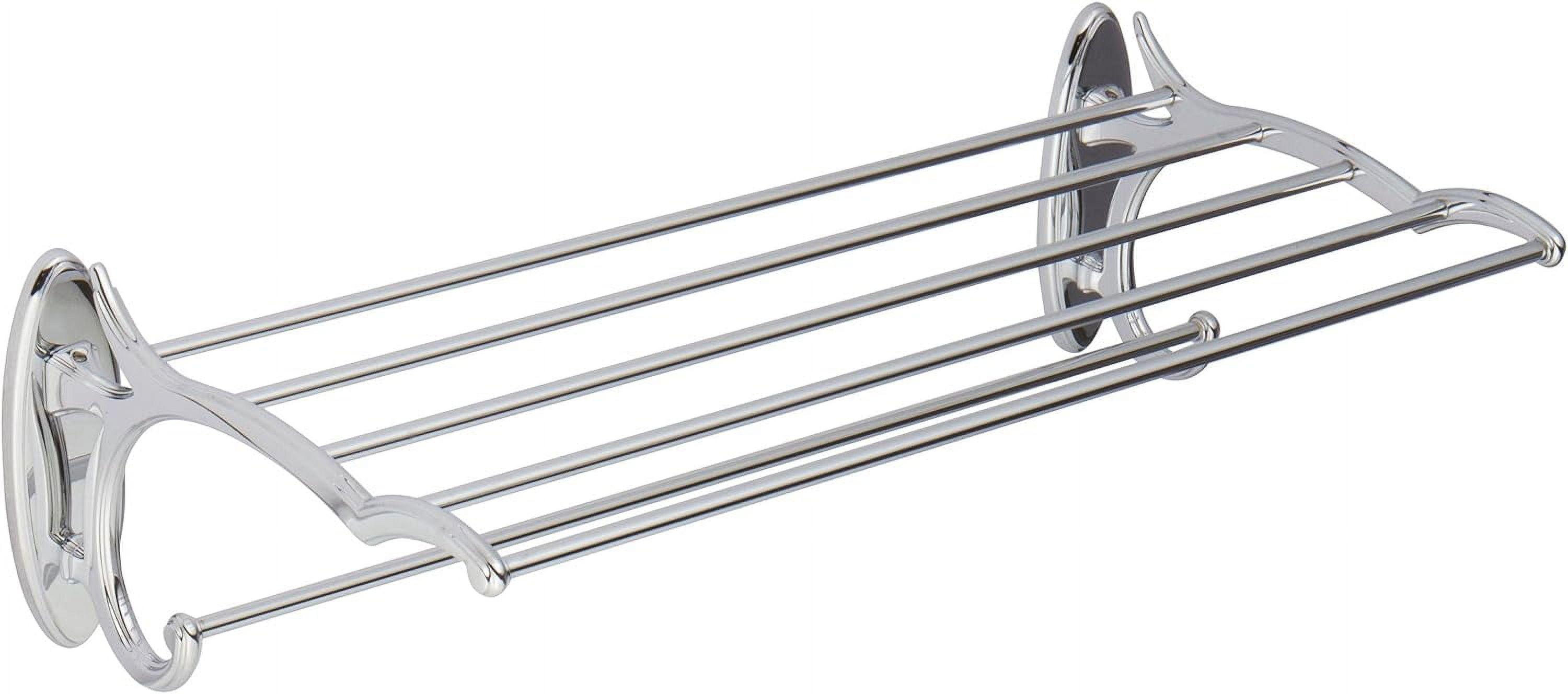 Polished Chrome Wall Mounted Towel Bar with Shelf