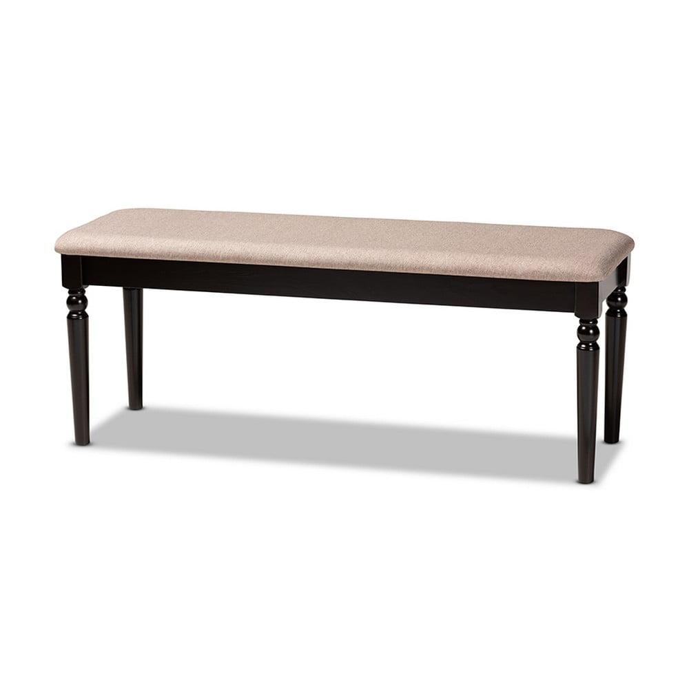 Corey Fabric Upholstered and Wood Dining Bench Dark Brown - Baxton Studio