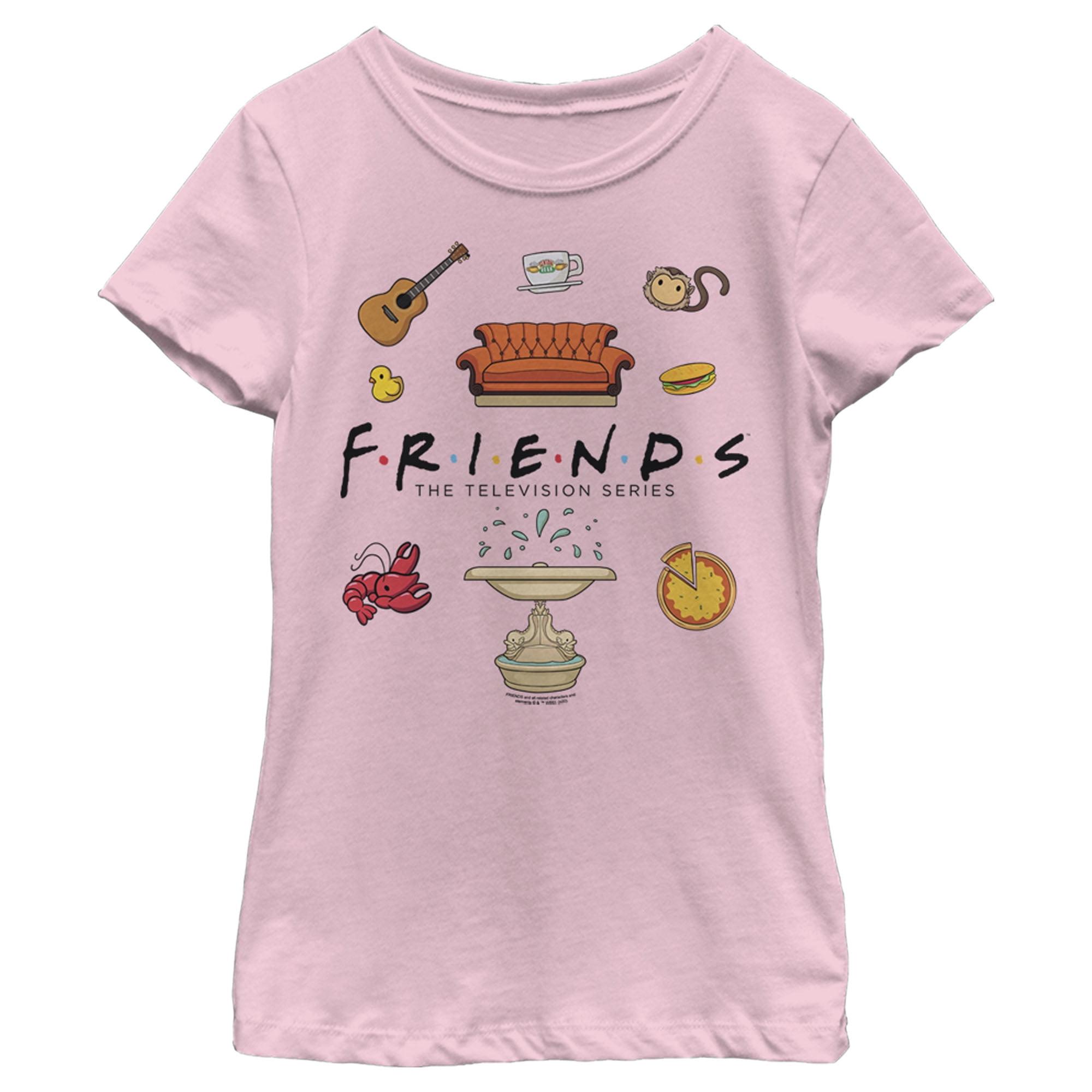 Girl's Friends Favorite Moment Icons  T-Shirt - Light Pink - Medium