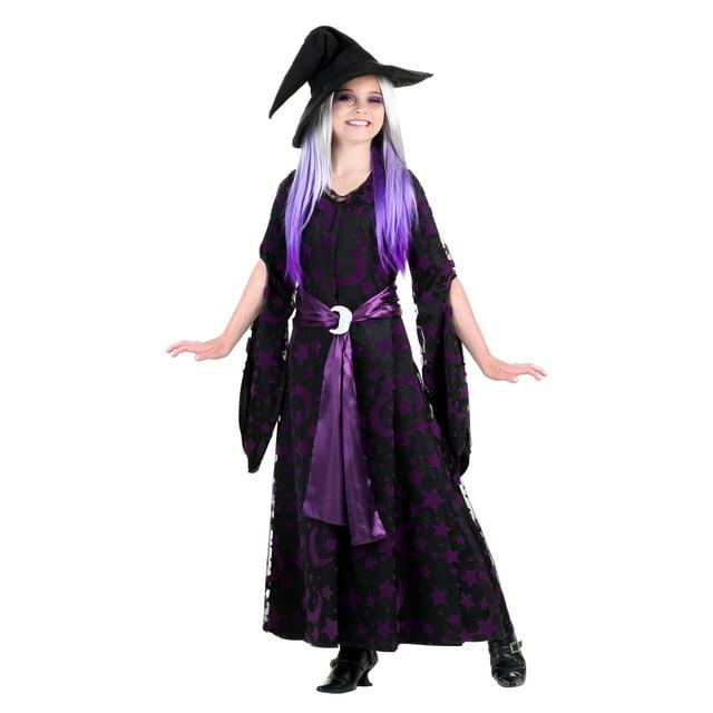 HalloweenCostumes.com X Small Girl Girls Purple Moon Witch Costume, Black/Purple