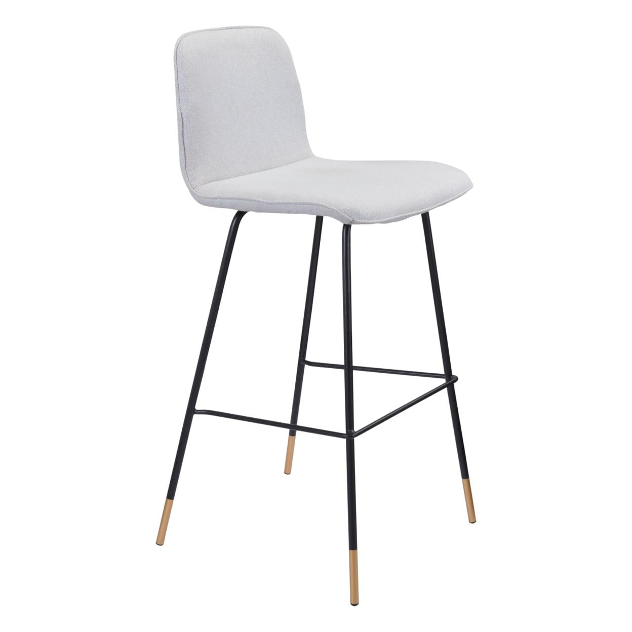 Gironde Barstool Light Gray Modern Urban Mid Century with Gold Tips Steel Base